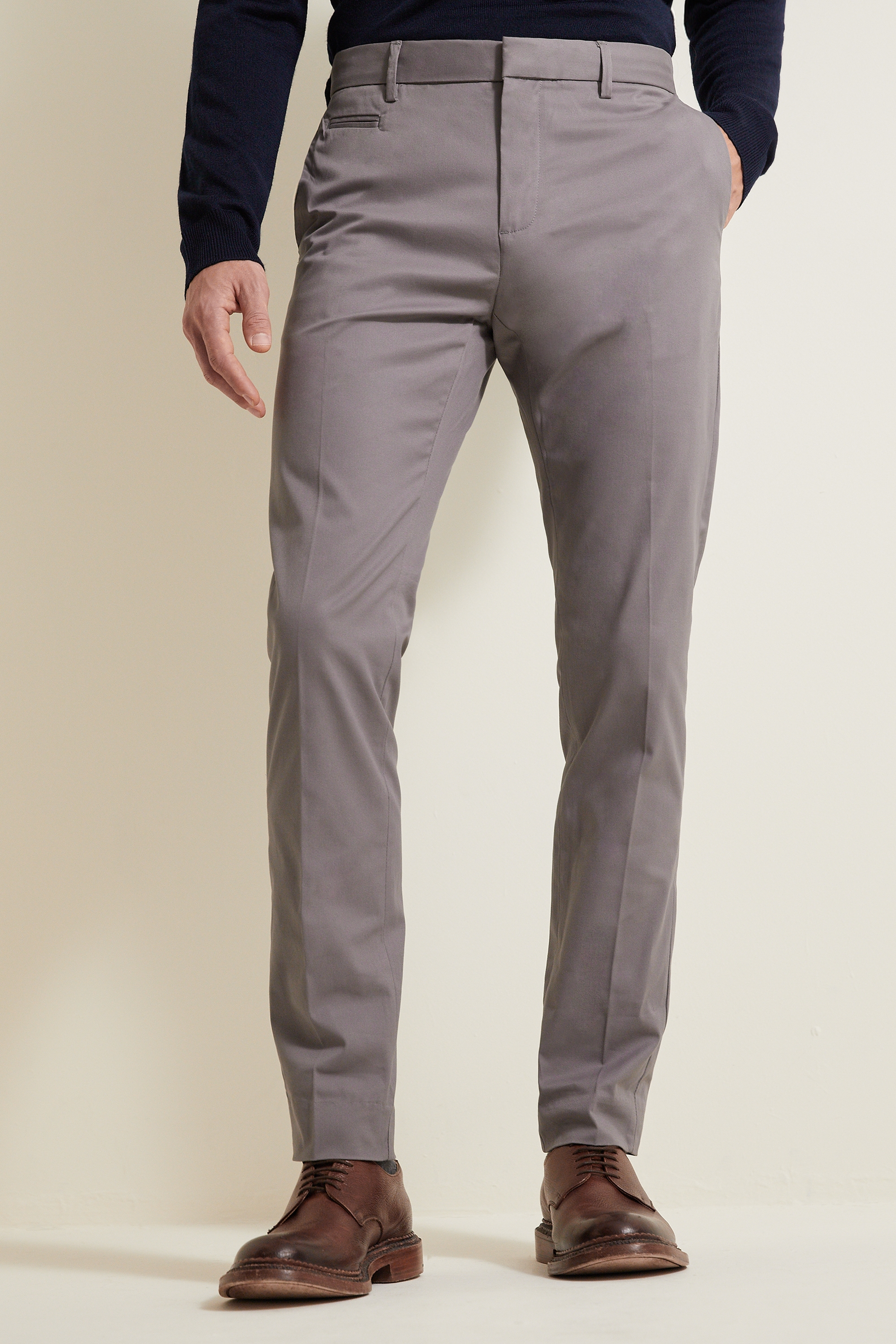 Slim Fit Grey Stretch Chino