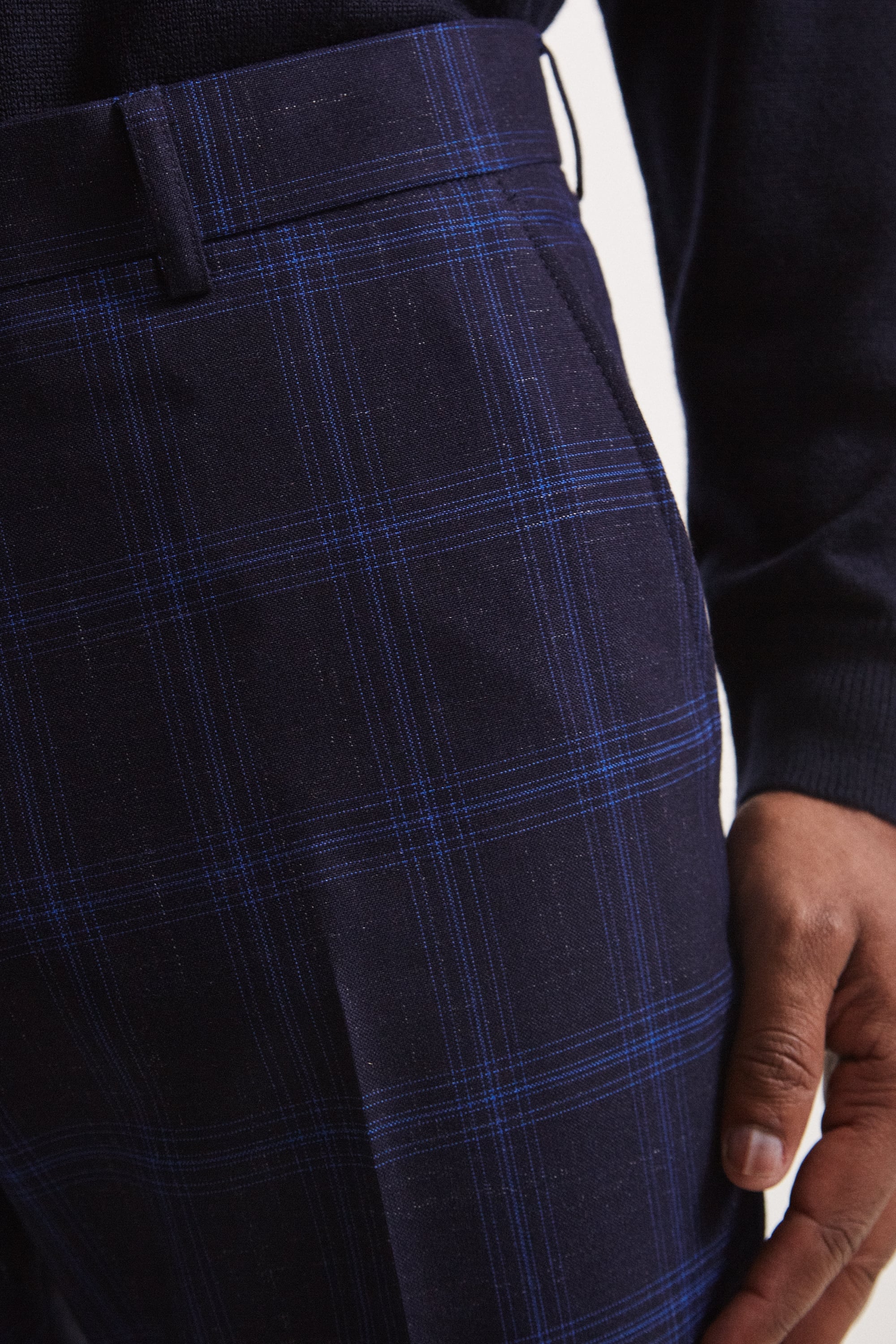 Moss London Slim Fit Ink Check Pant