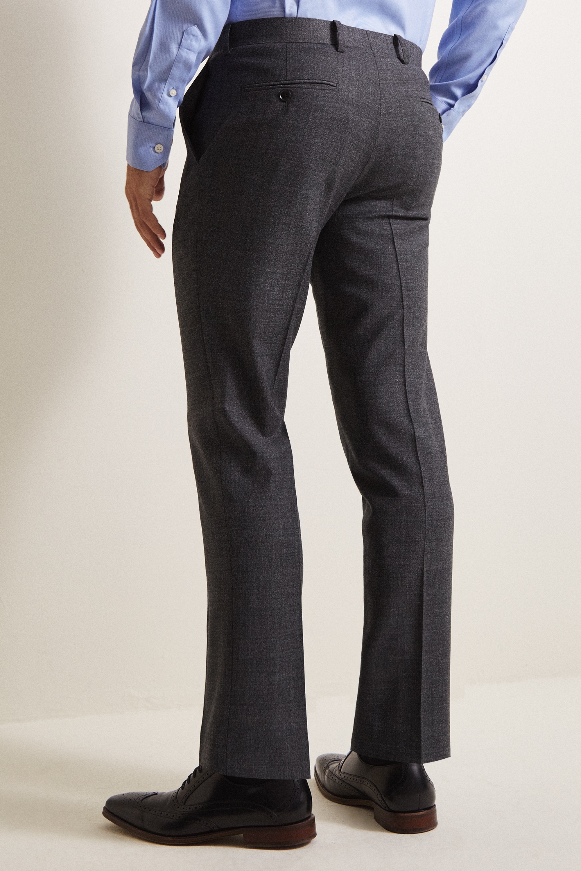 Performance Tailored Fit Grey Milled Trousers | Buy Online at Moss