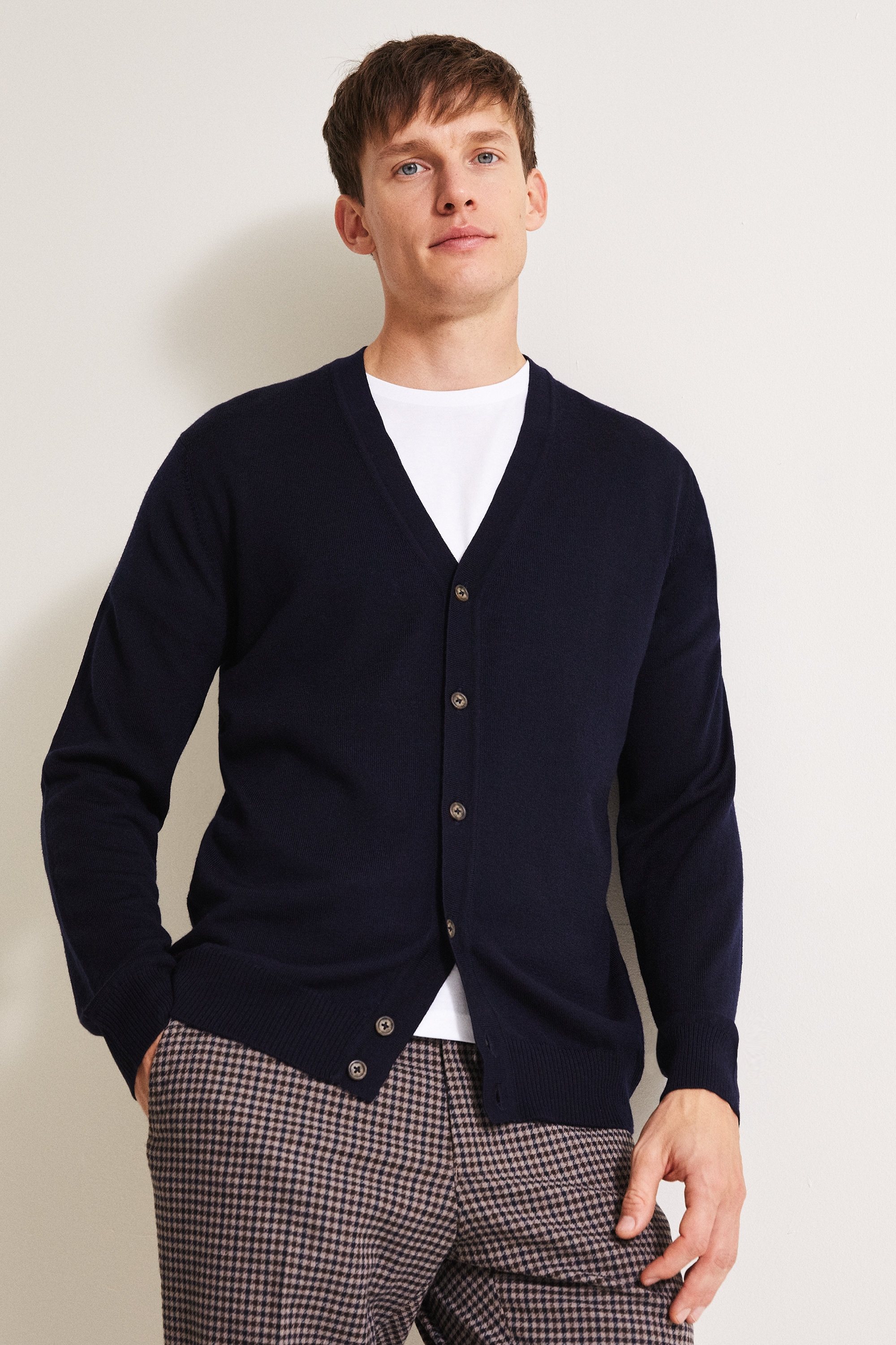 navy merino cardigan