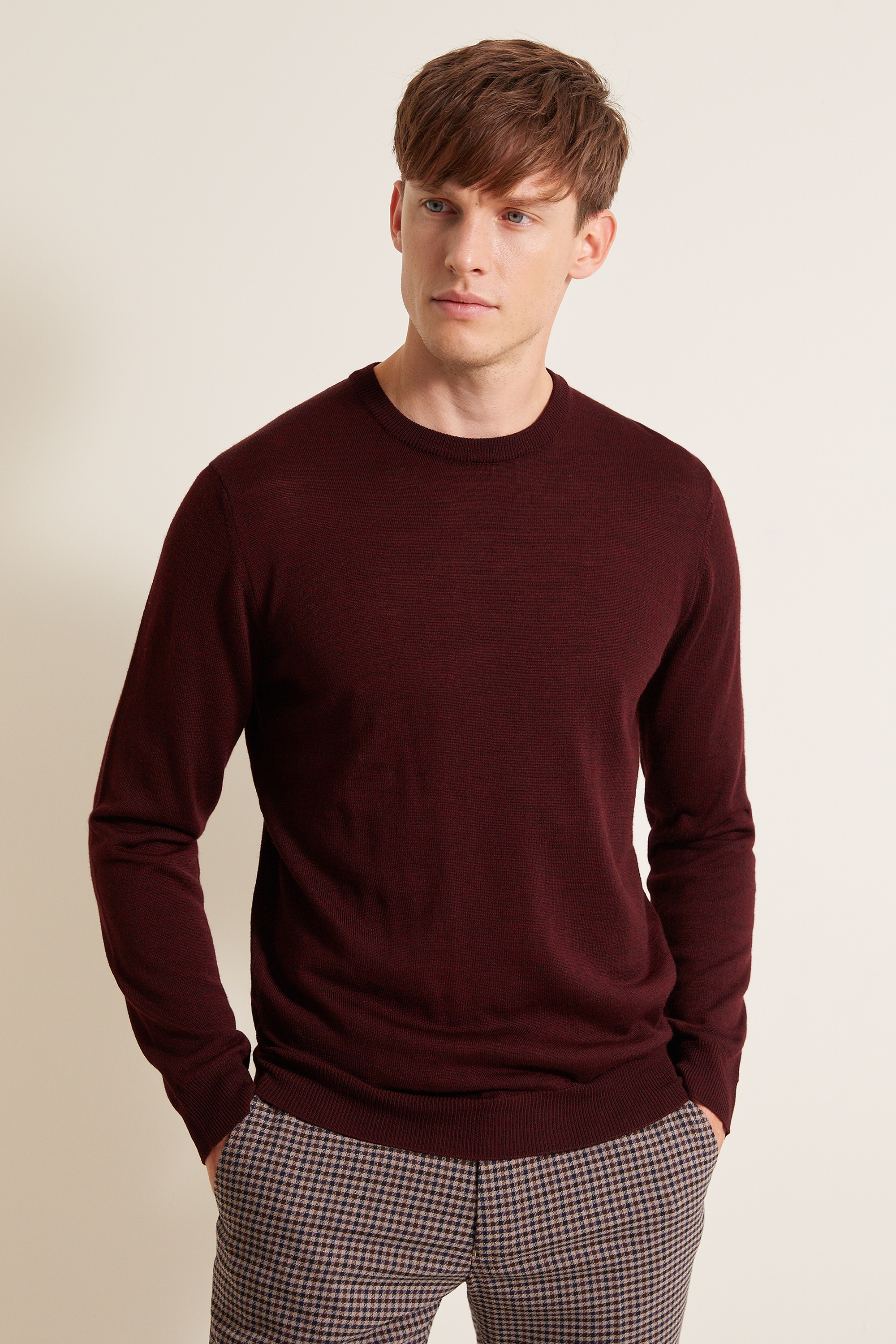 Moss London Burgundy Crew-Neck Sweater