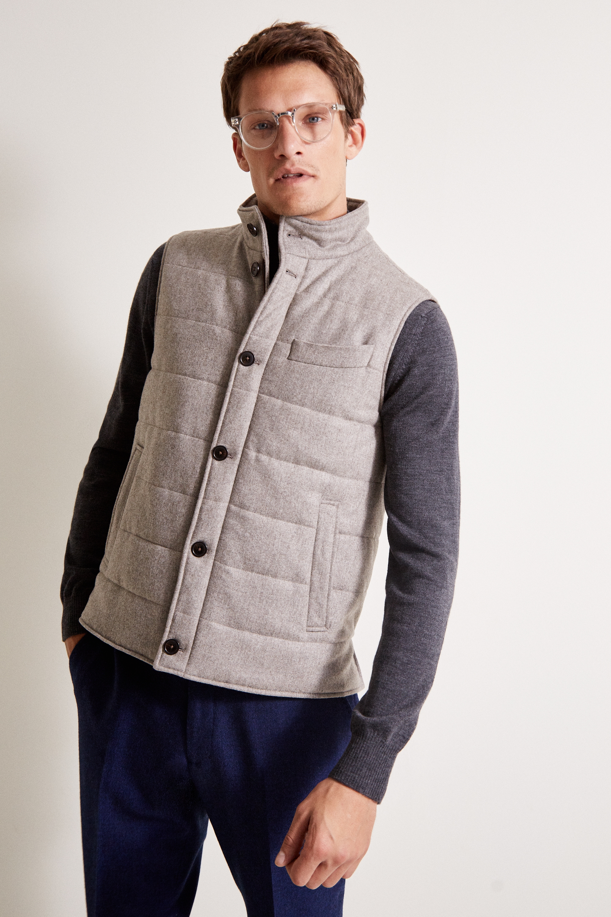 Savoy Taylors Guild Tailored Fit Taupe Gilet