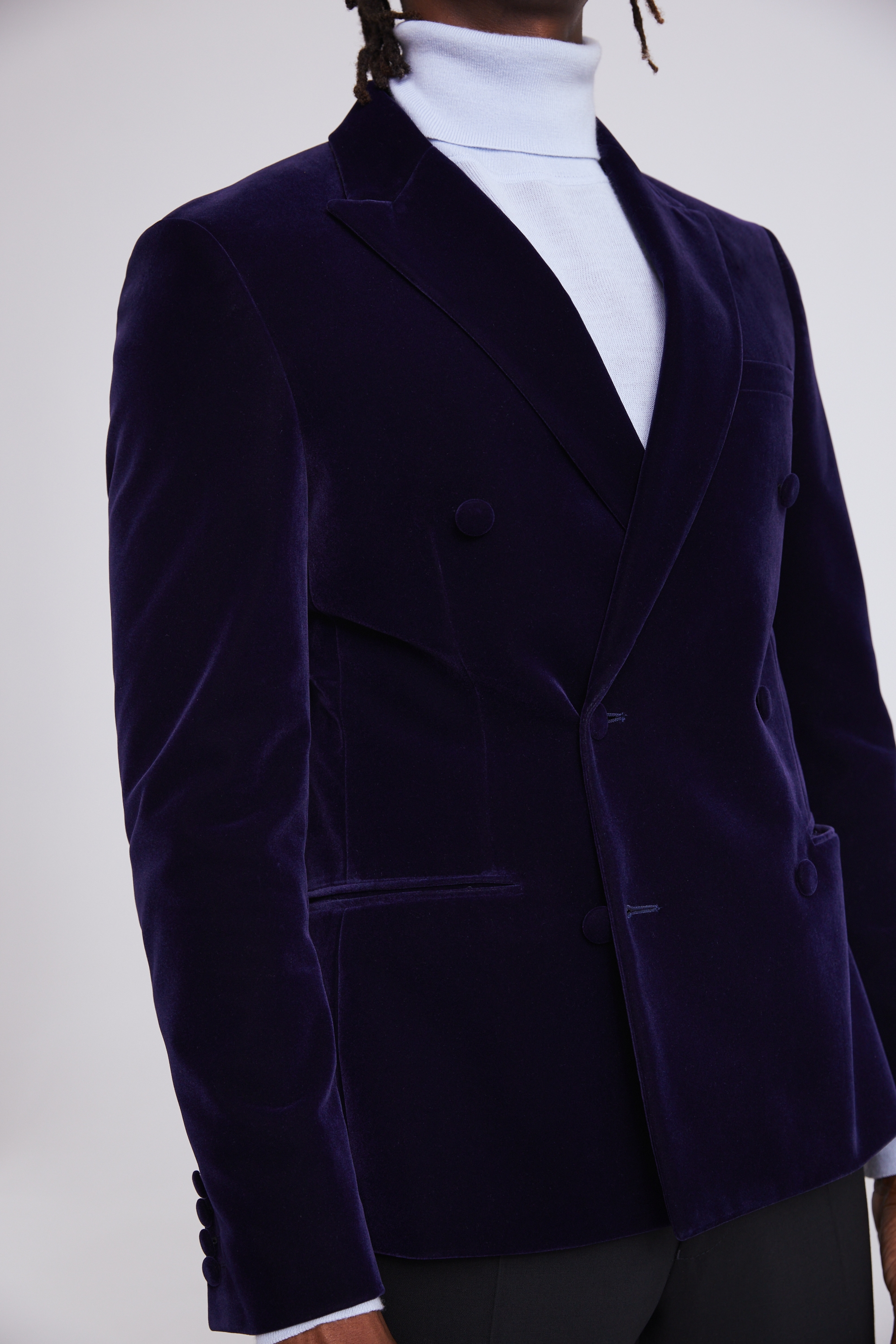Moss Slim Fit Blue Velvet Jacket for Men