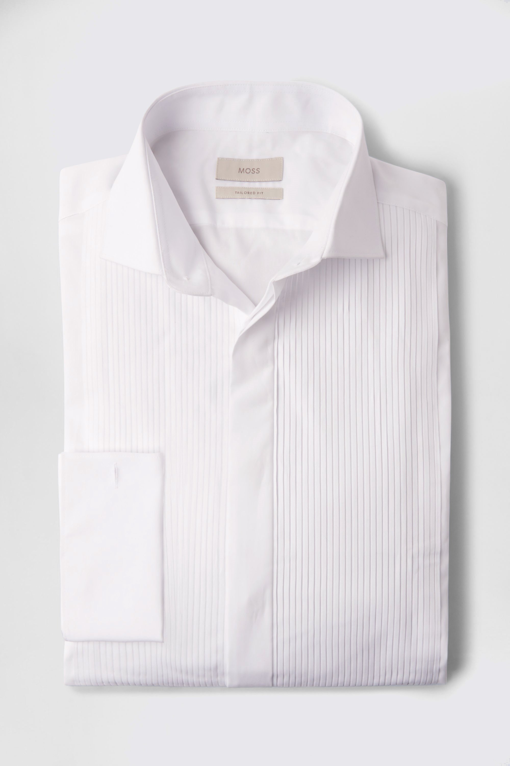 Tailored Fit White Pleated Dress Shirt | Buy Online at Moss