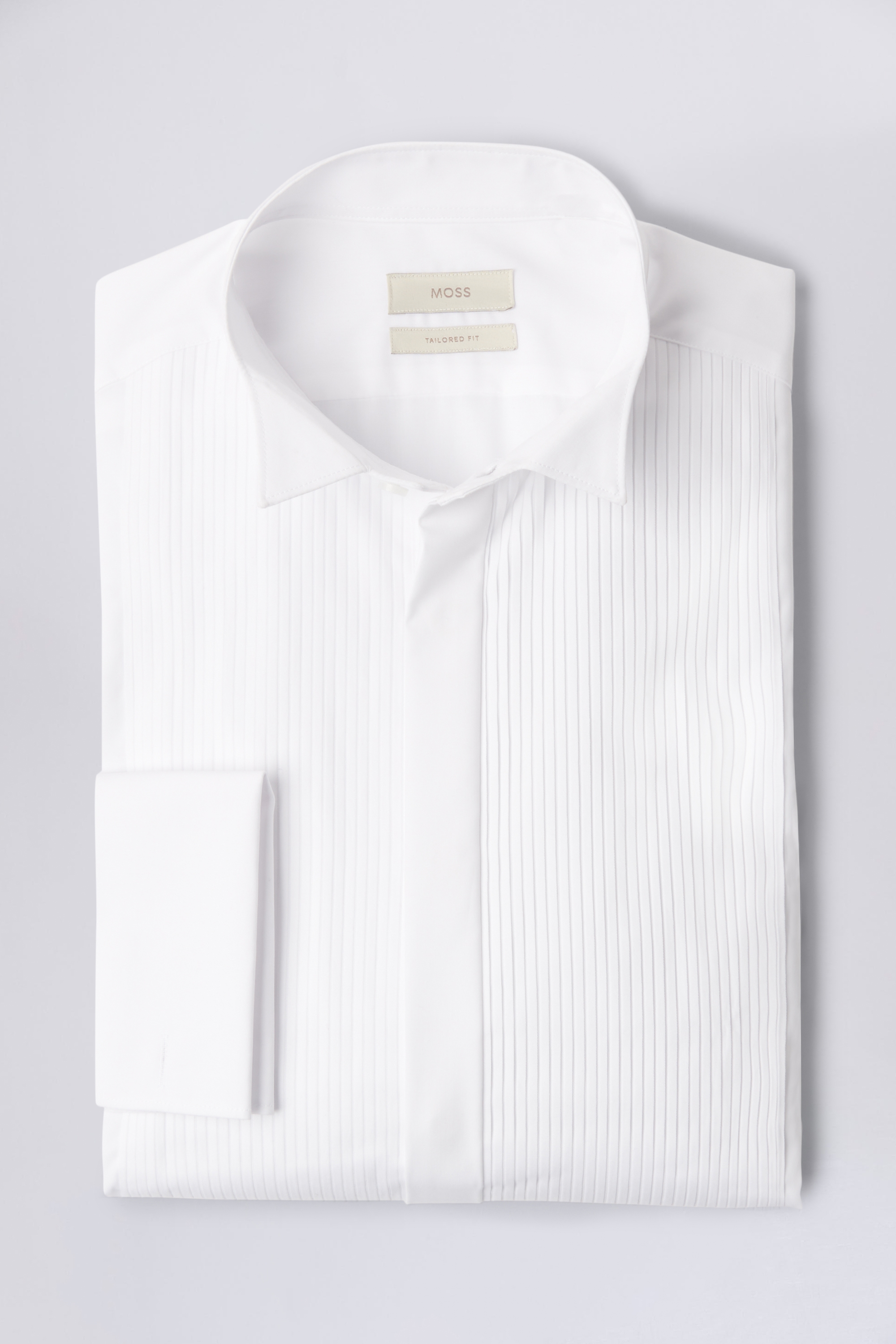 77760 Formal White Euro Wing Collar Shirt 1/2 inch pleat 