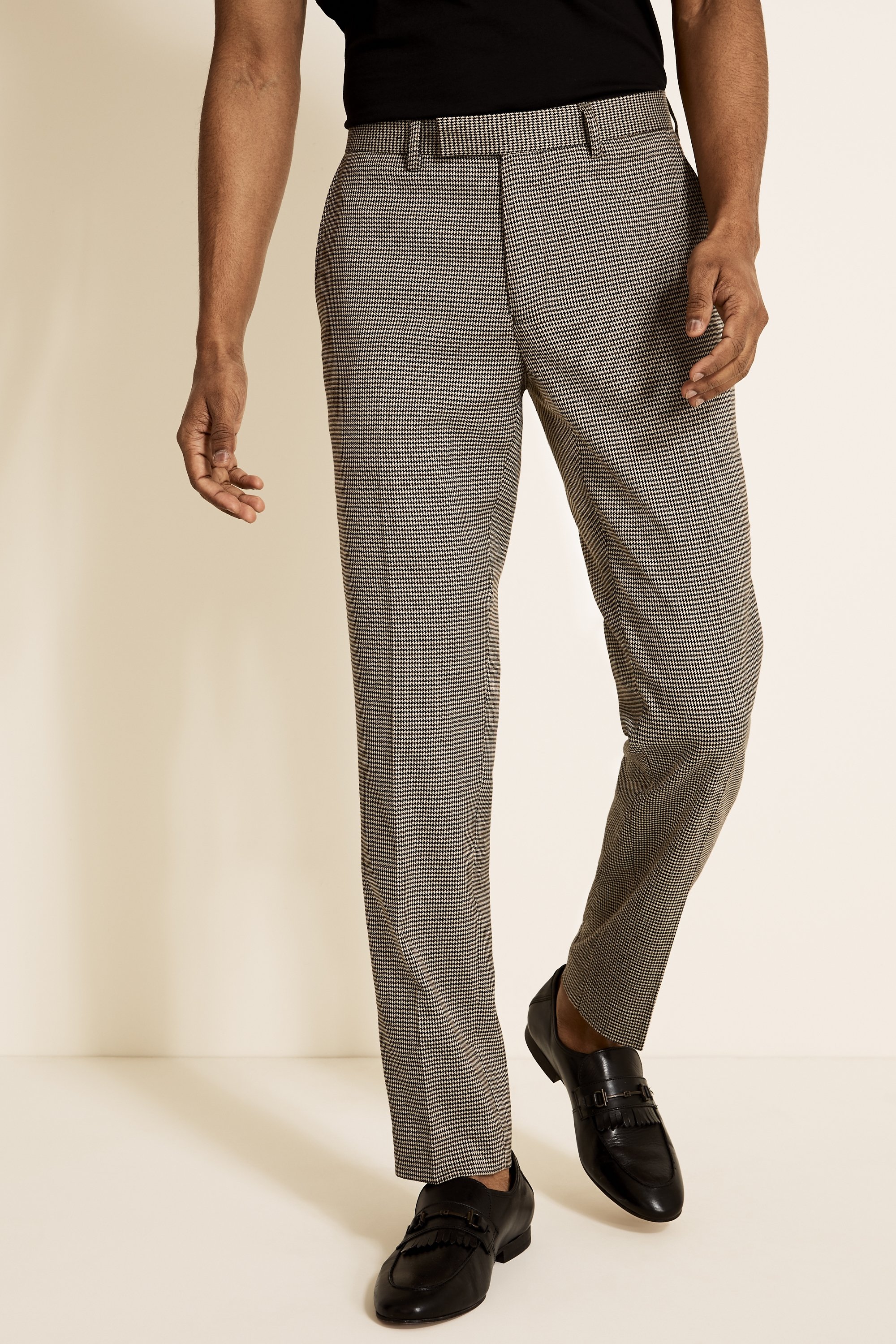 Slim Fit Oat Puppytooth Pants