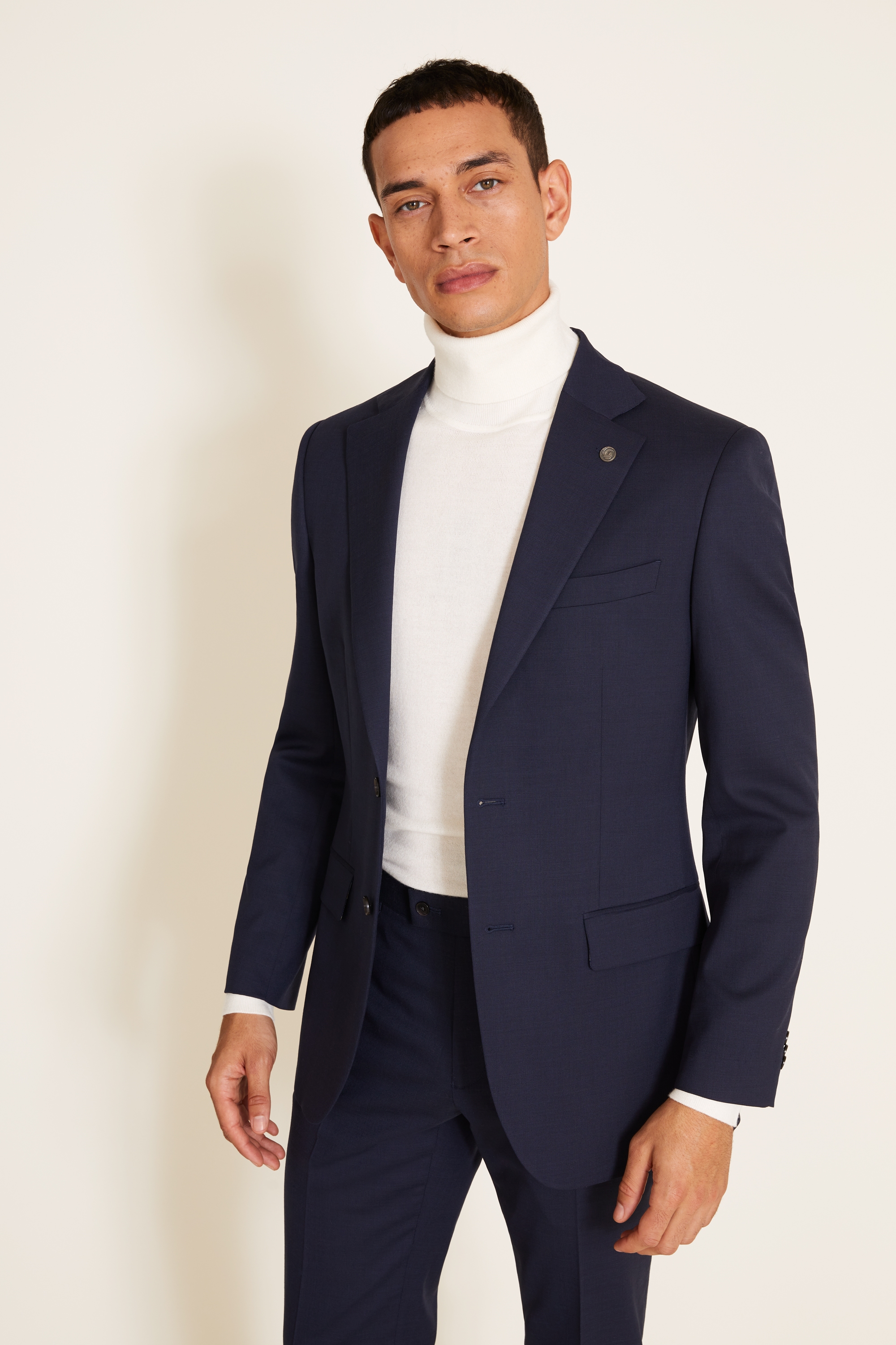 Tailored Fit Navy Pindot Eco Jacket | Buy Online at Moss
