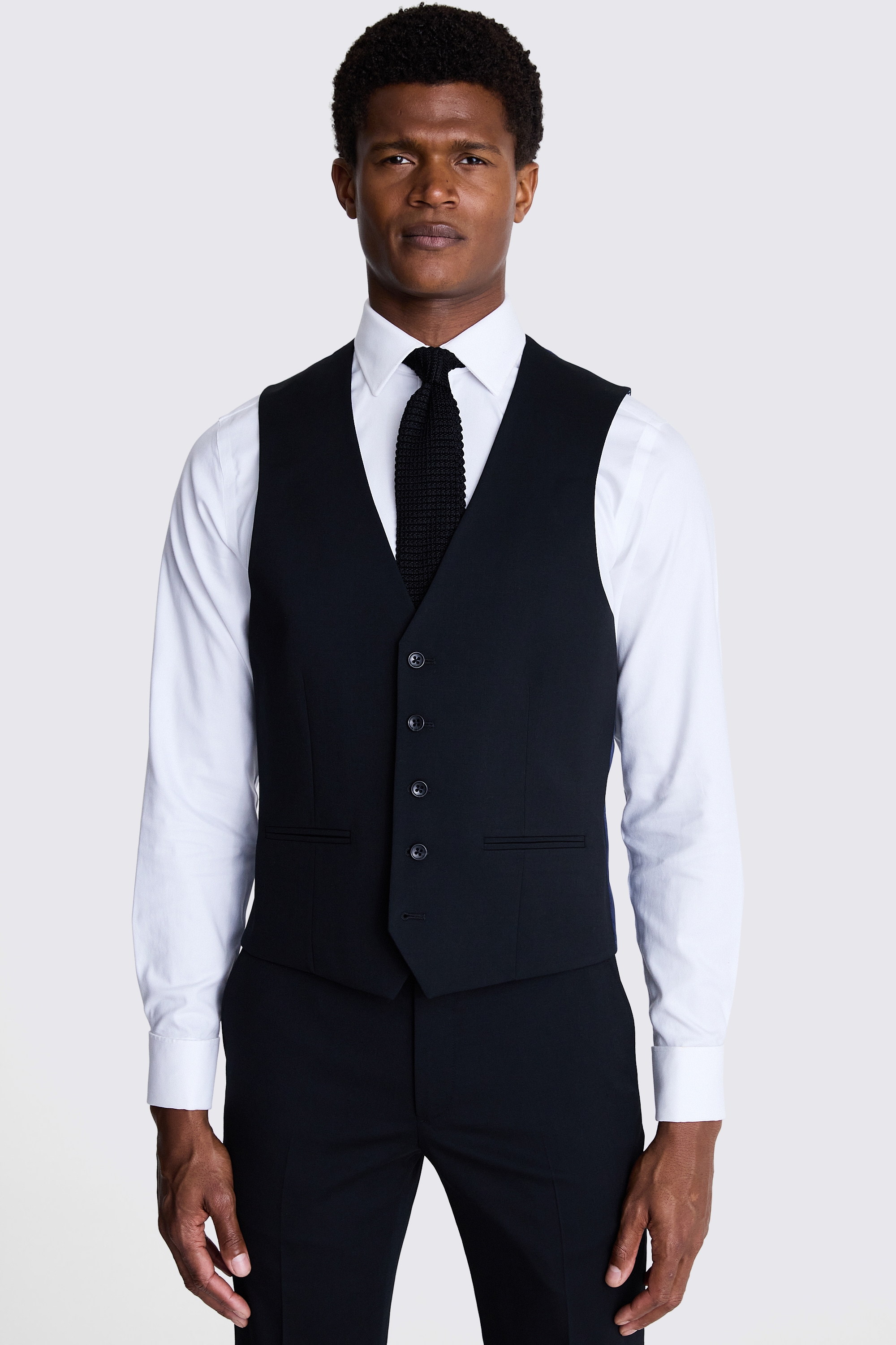 Tailored Fit Black Twill Eco Waistcoat | Buy Online at Moss