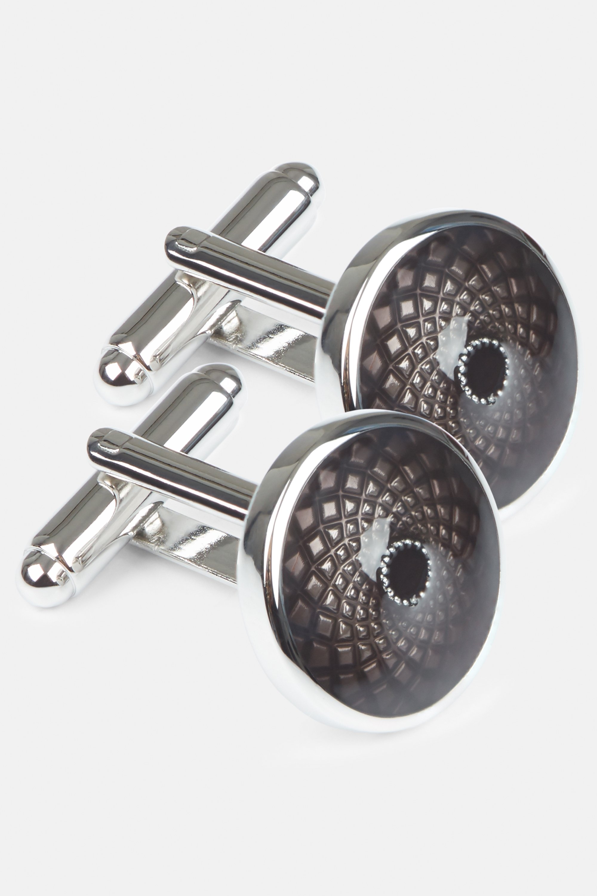 Silver With Black Enamel Cufflinks