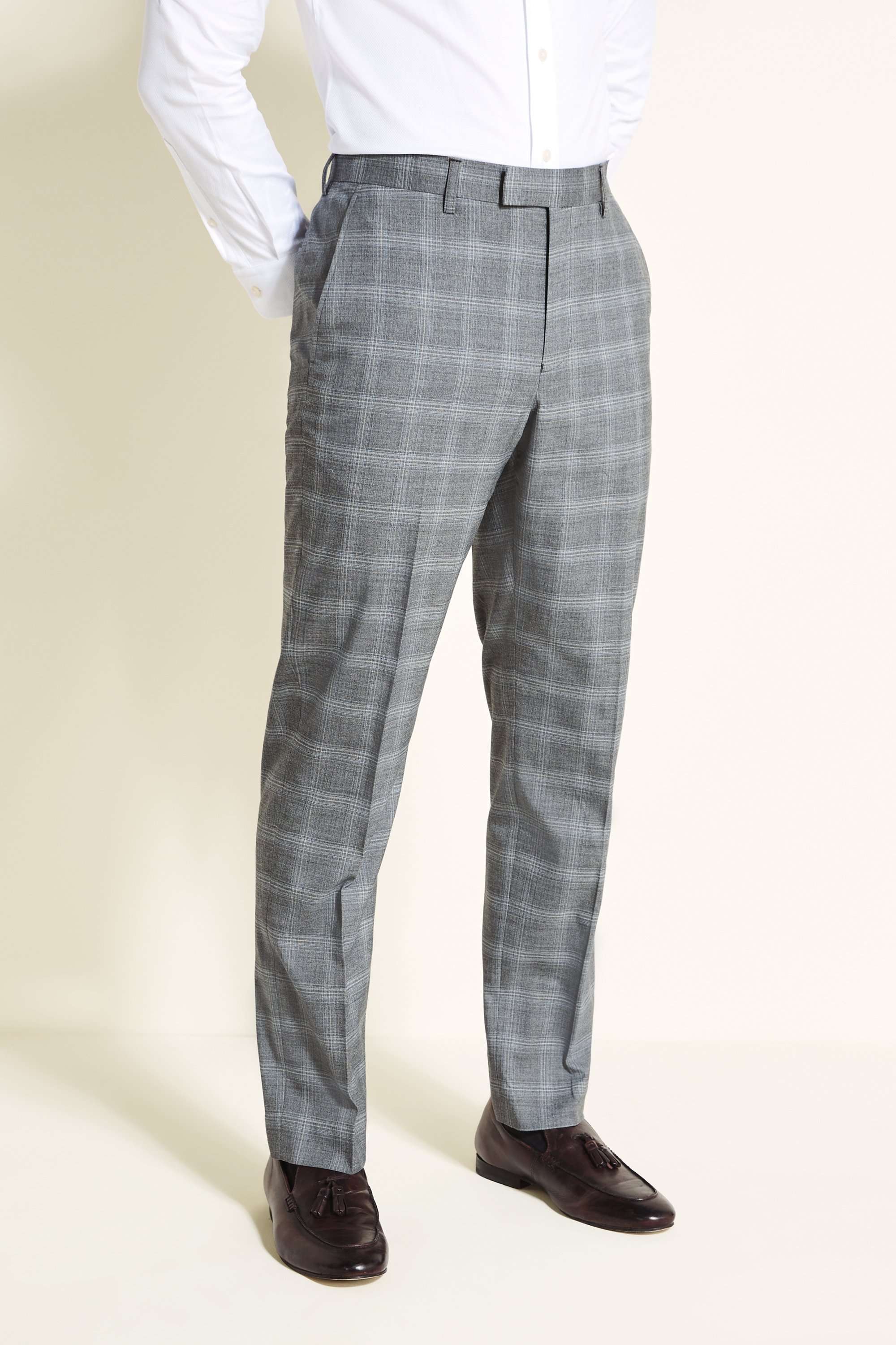 Tailored Fit Grey Blue Check Jacket