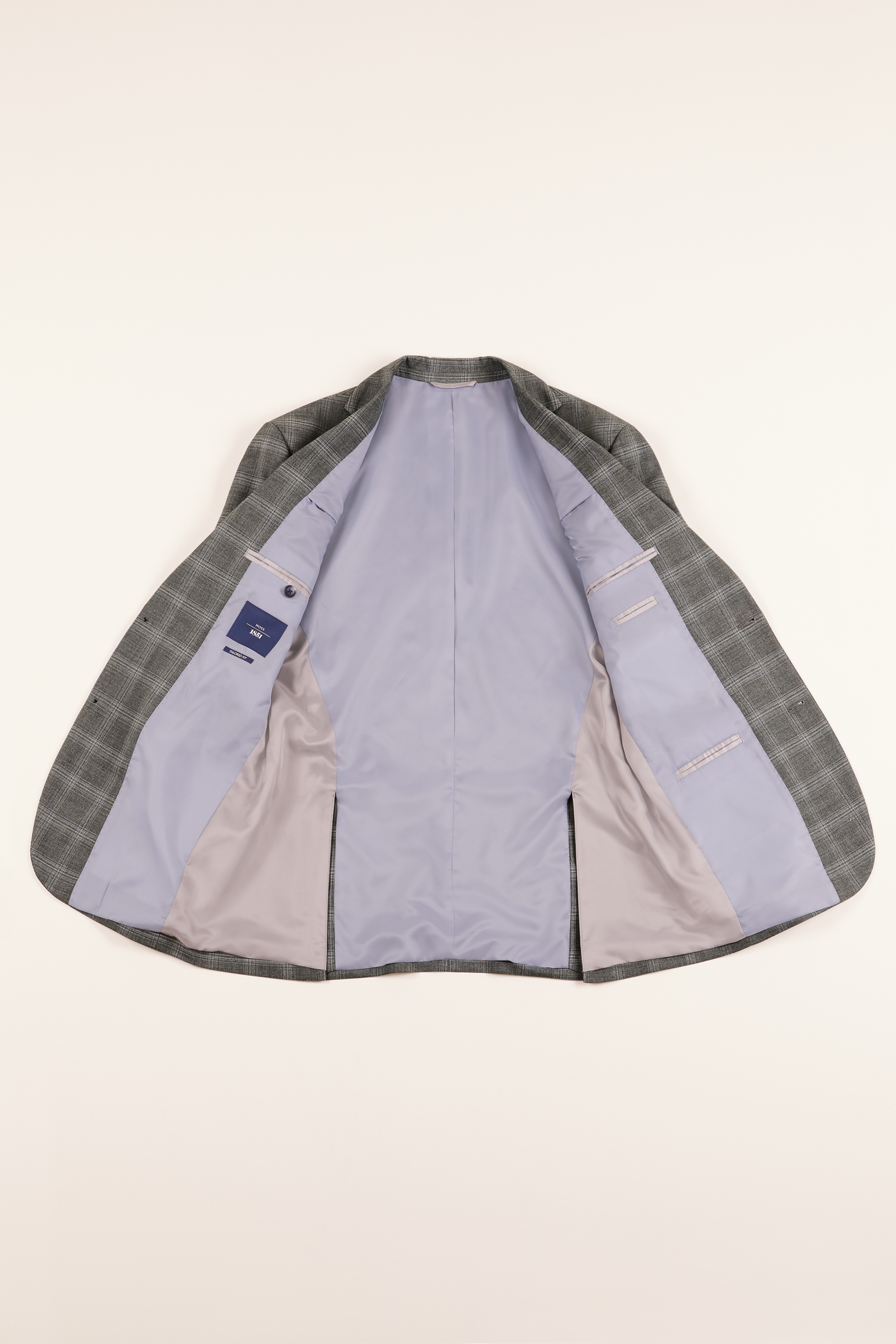 Tailored Fit Grey Blue Check Jacket