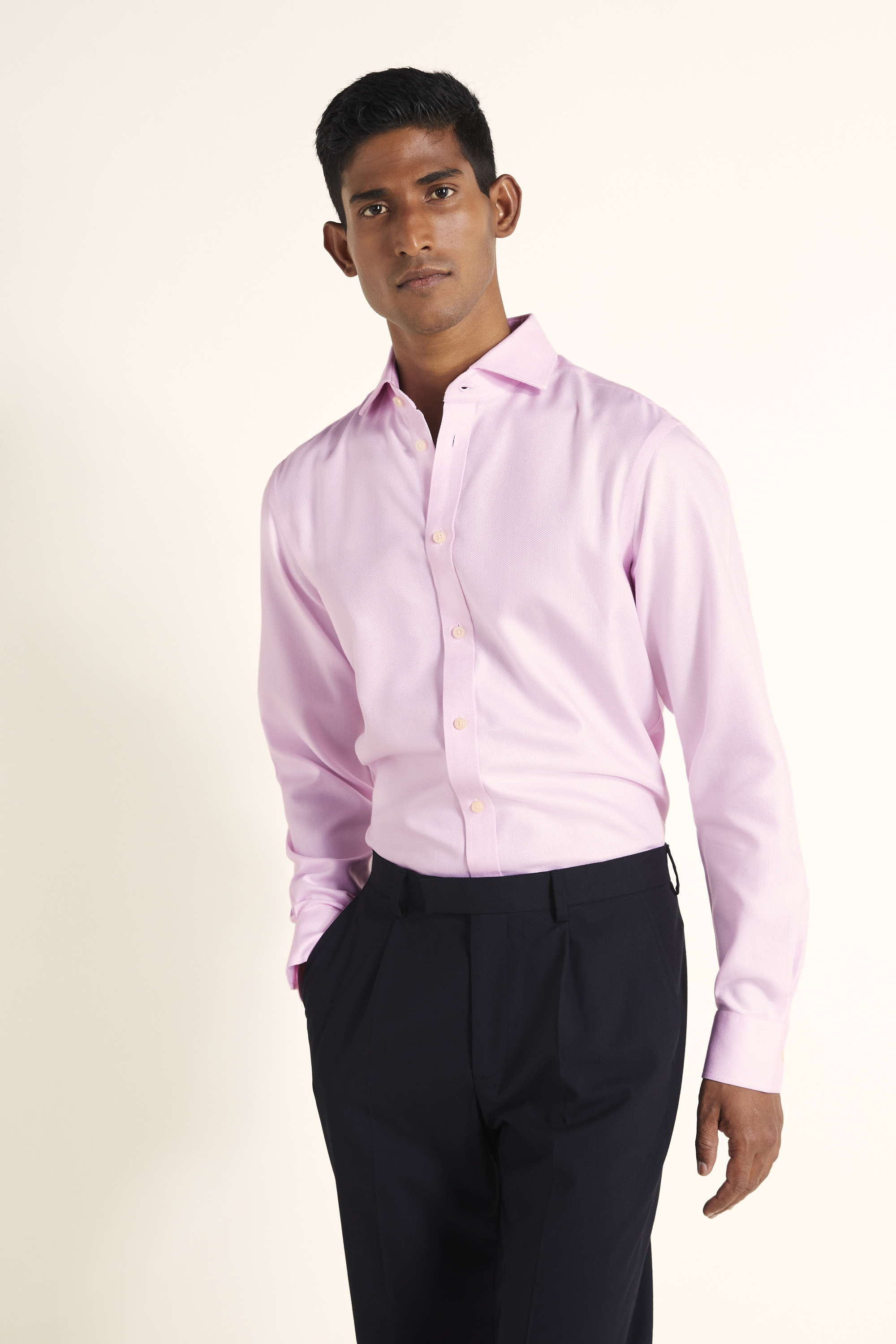 Tailored Fit Pink Arrow Weave Non-Iron Shirt | Buy Online at Moss