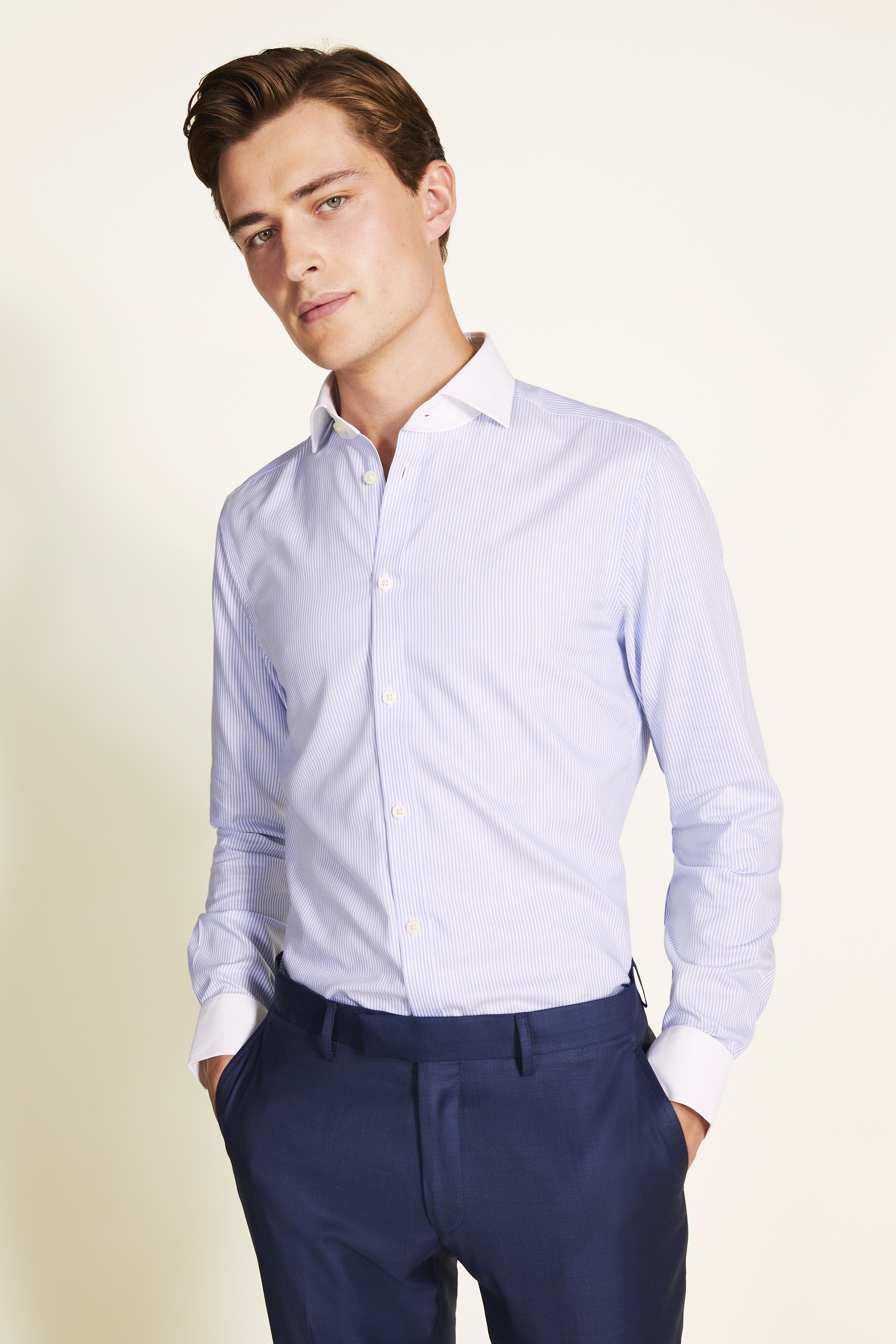 blue shirt white collar and cuffs uk