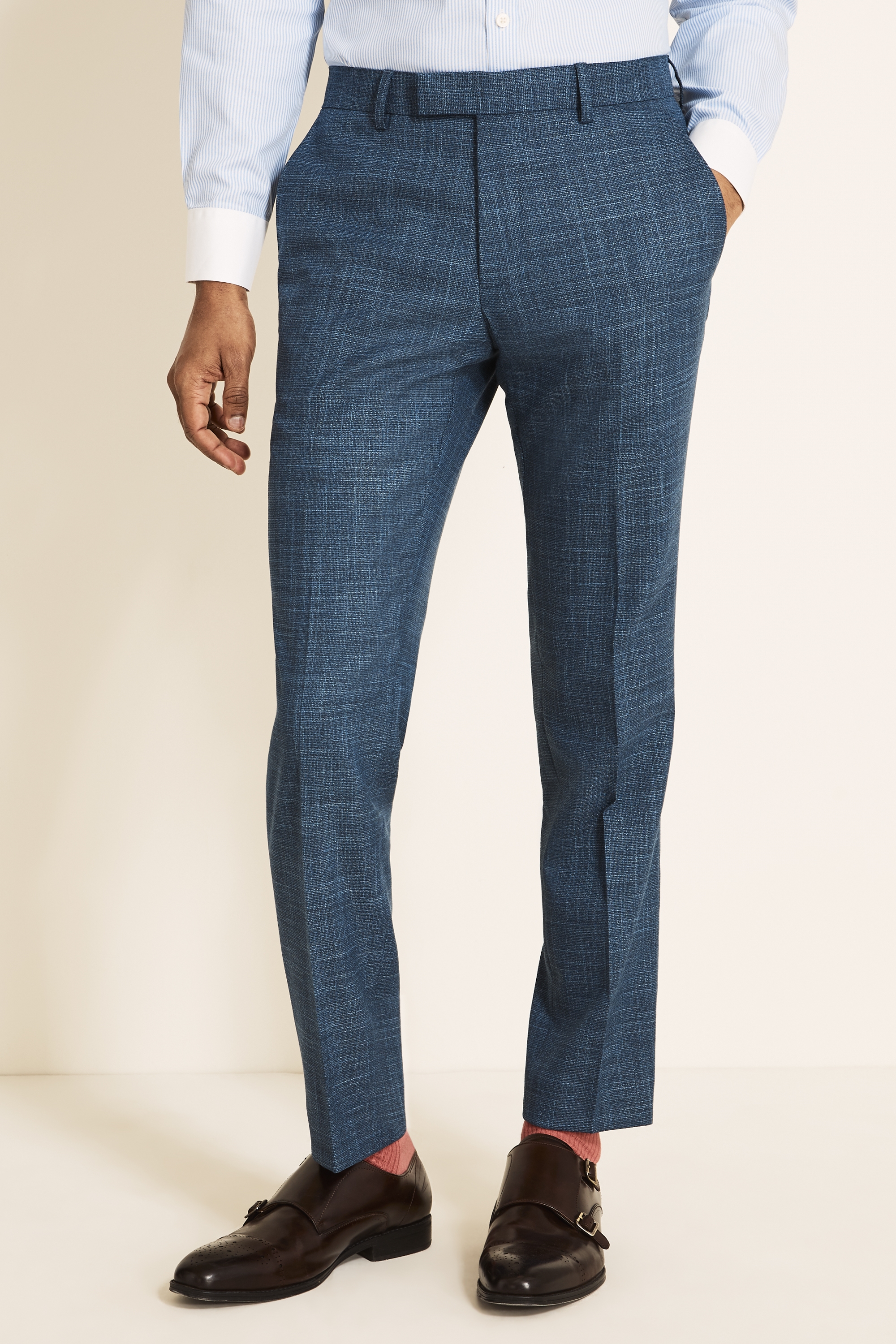 Moss 1851 Slim Fit Blue Texture Pants
