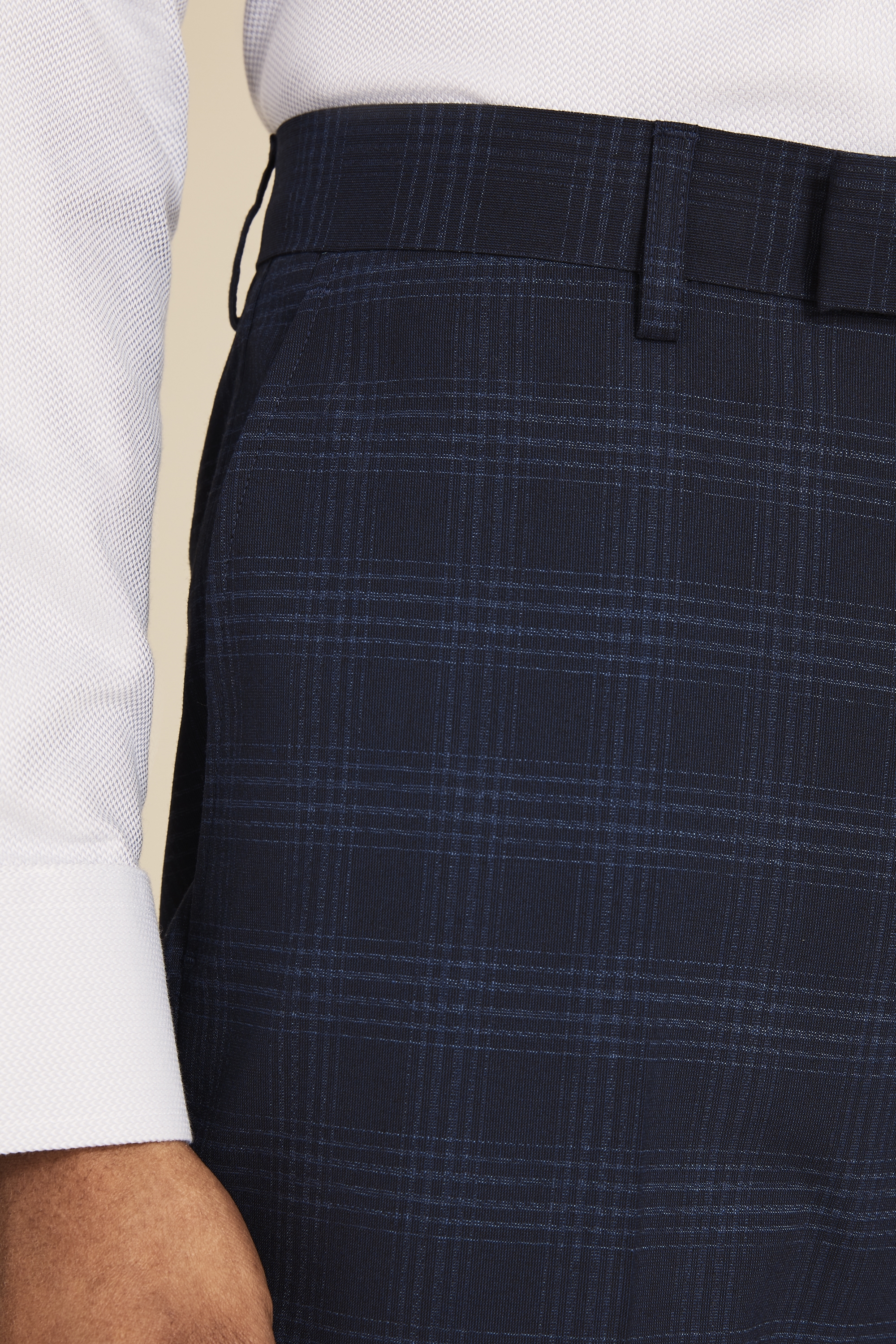 Tailored Fit Blue Grid Check Trouser