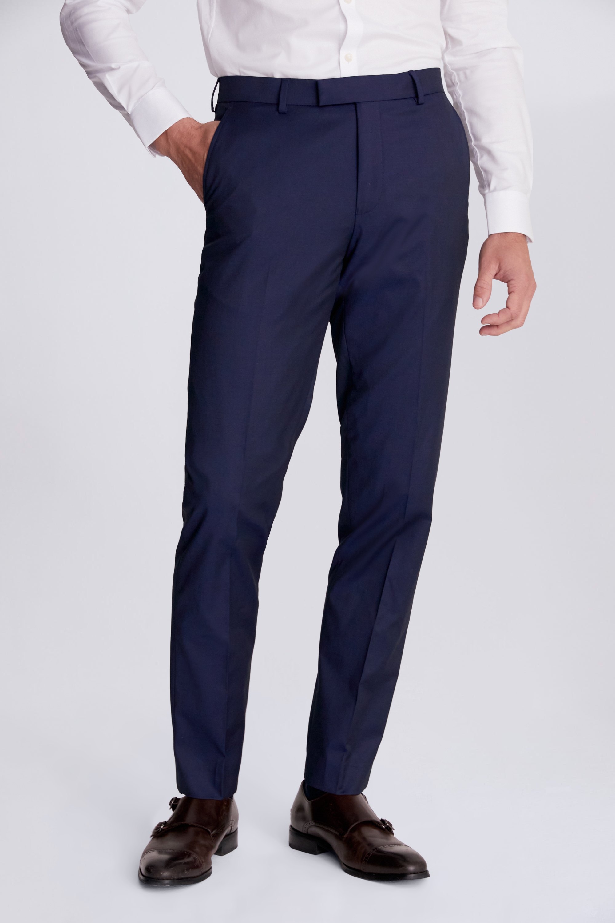 Tailored Fit Ink Stretch Trousers | Buy Online at Moss