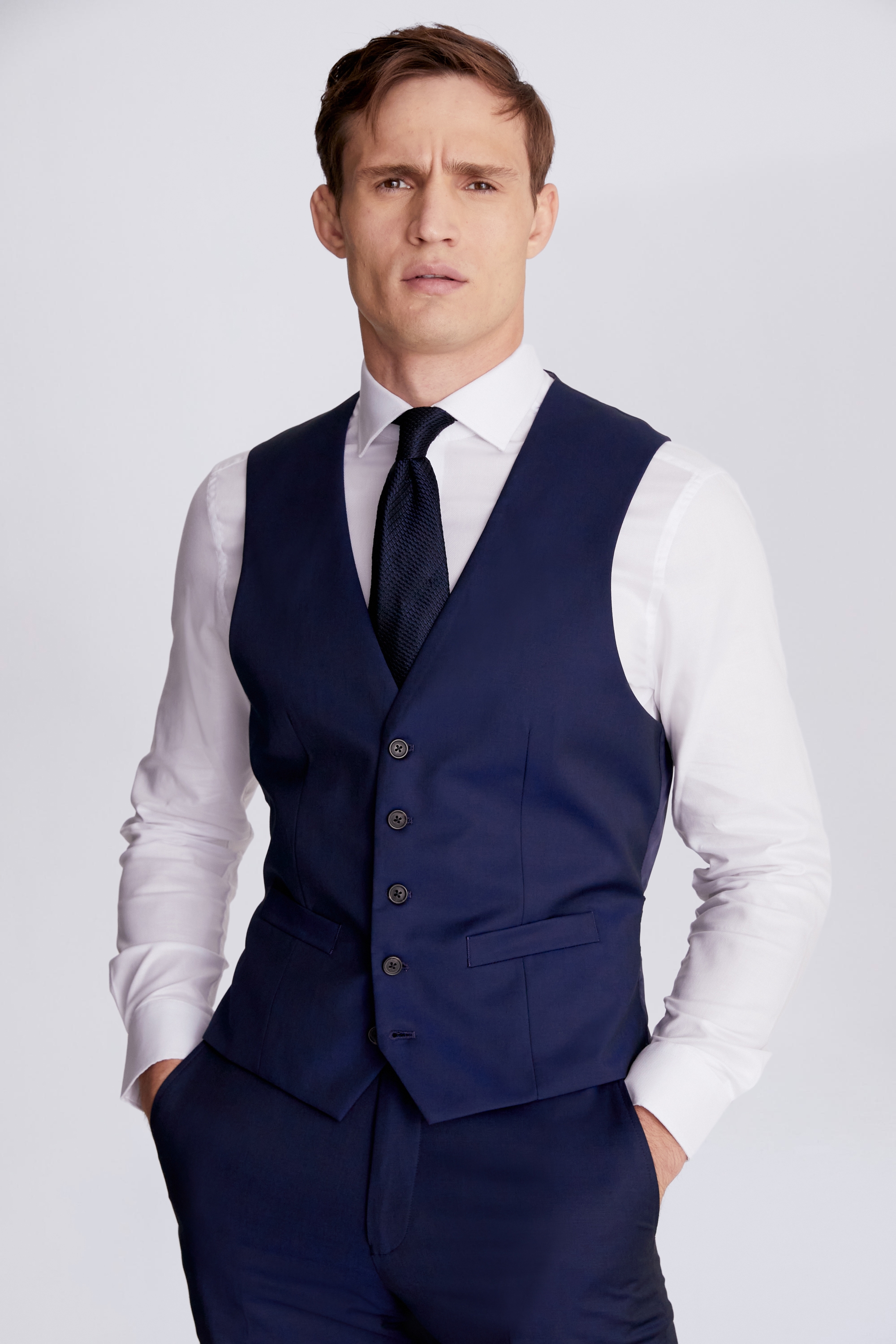 Tailored Fit Ink Stretch Waistcoat | Buy Online at Moss