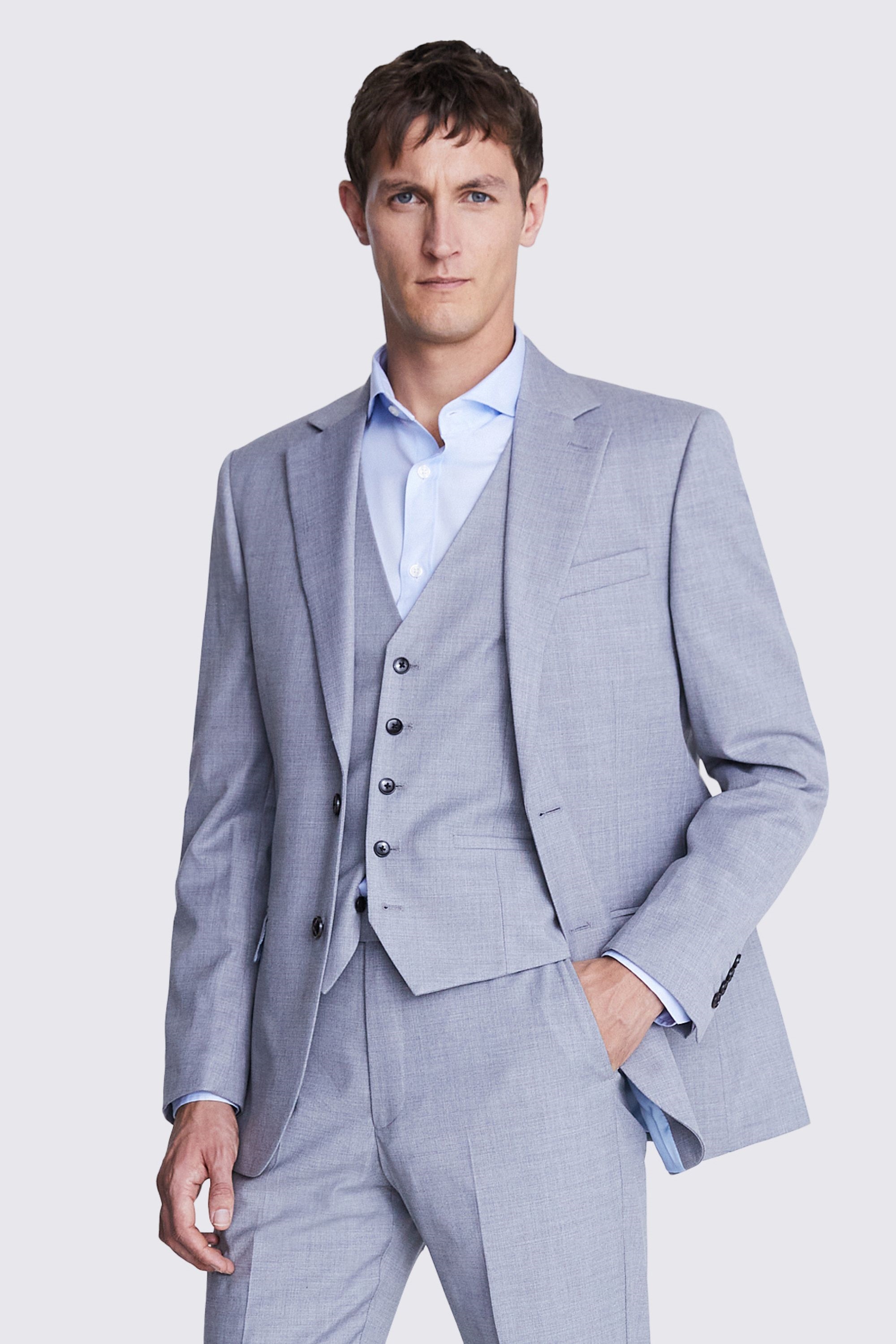 Flyselskaber Necklet oprindelse Slim Fit Grey Stretch Suit