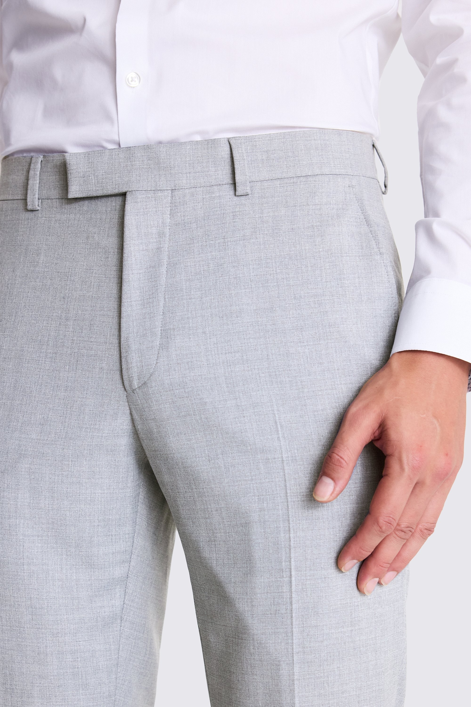 Slim Fit Grey Stretch Trousers | Buy Online at Moss