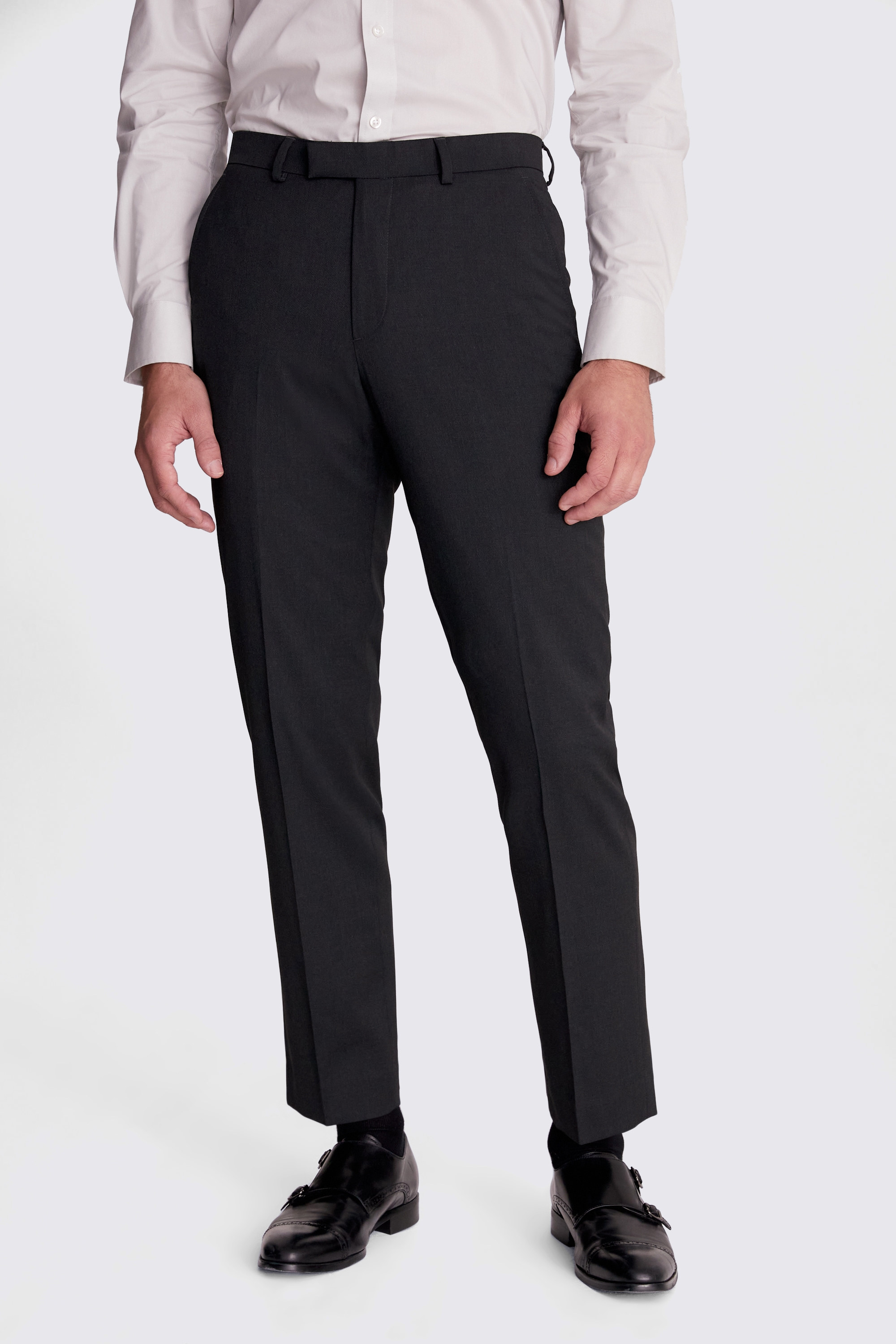 Regular Fit Charcoal Stretch Trousers | Buy Online at Moss