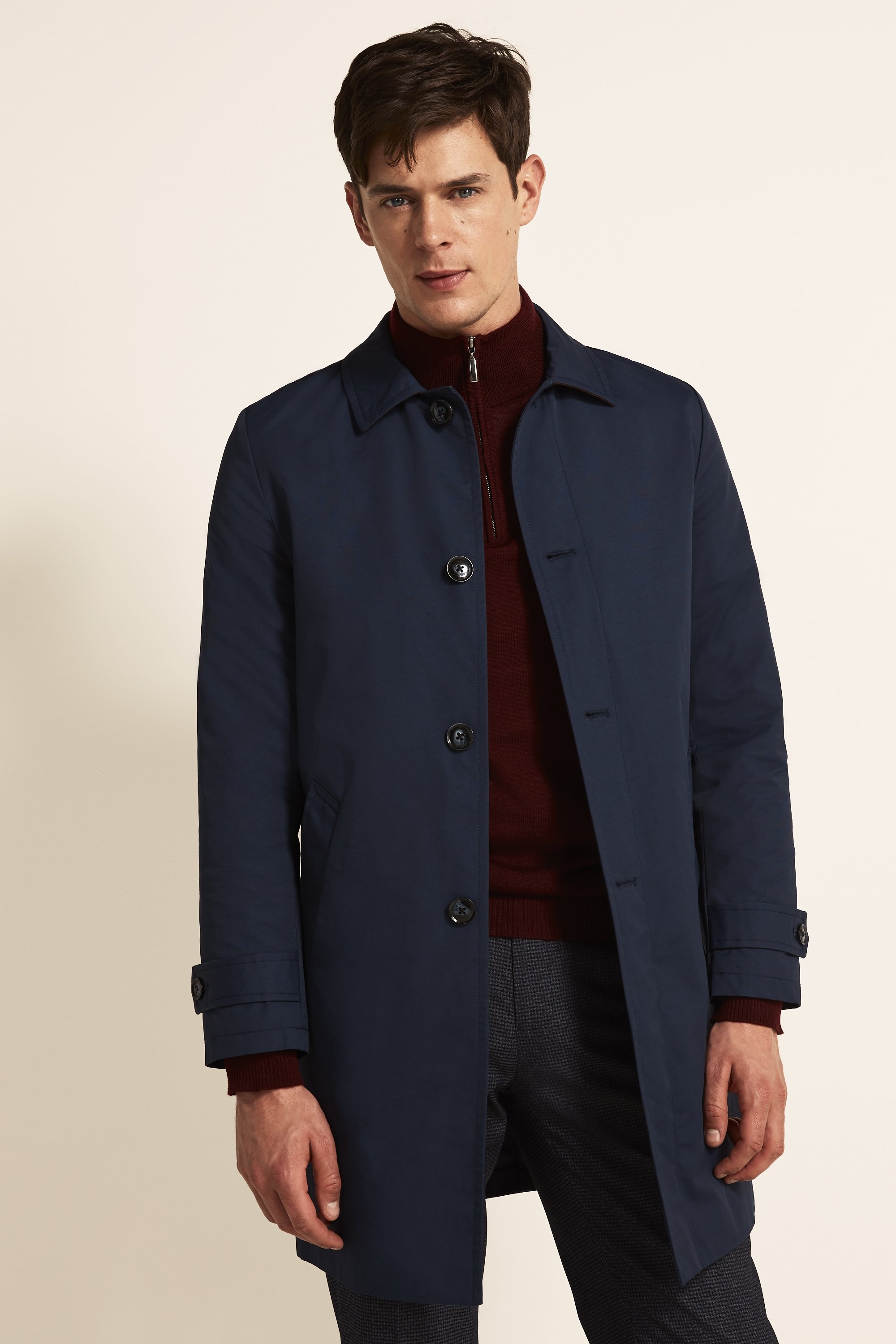 Tailored Fit Navy Raincoat | Buy Online at Moss