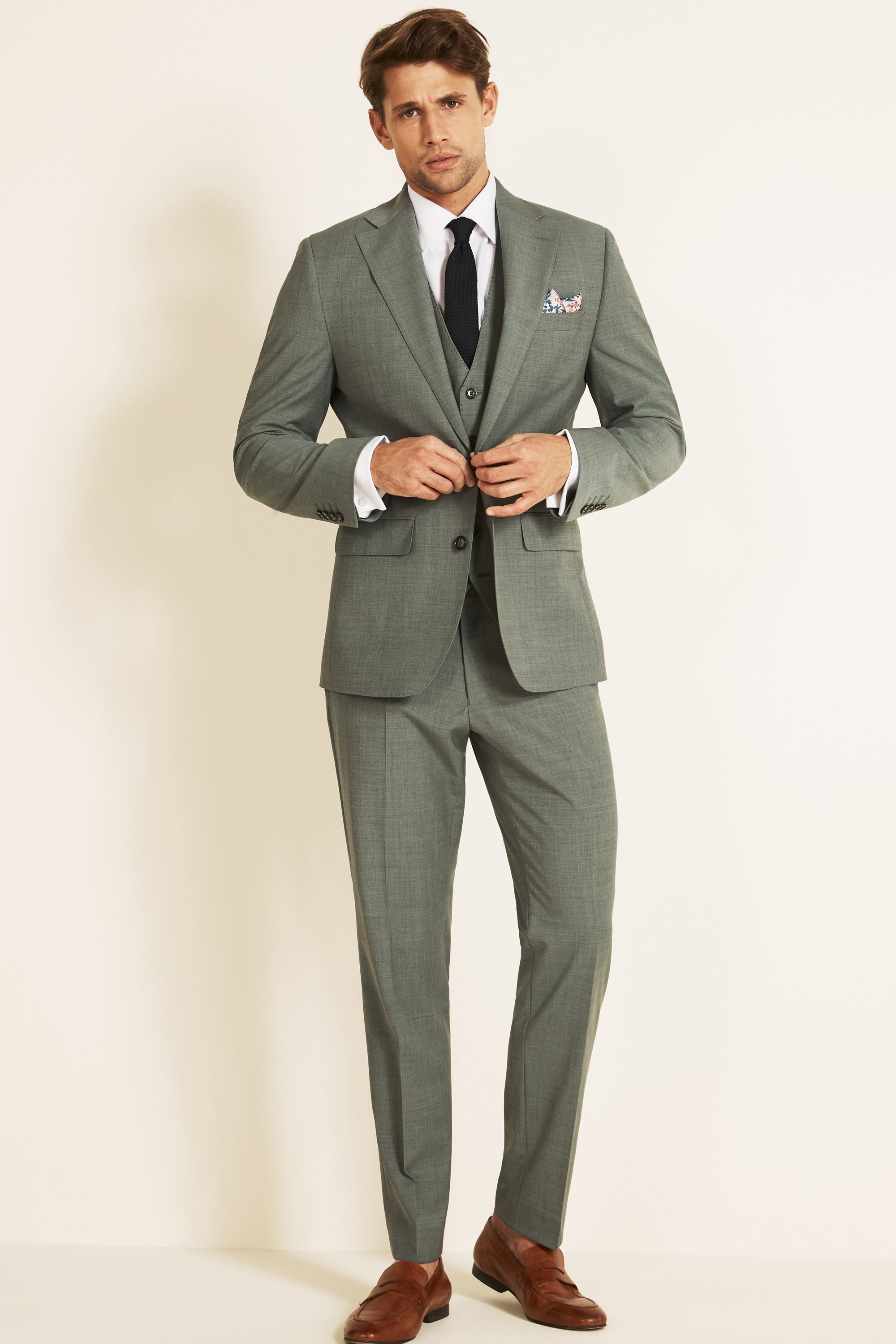 Moss 1851 Performance Tailored Fit Light Green Suit