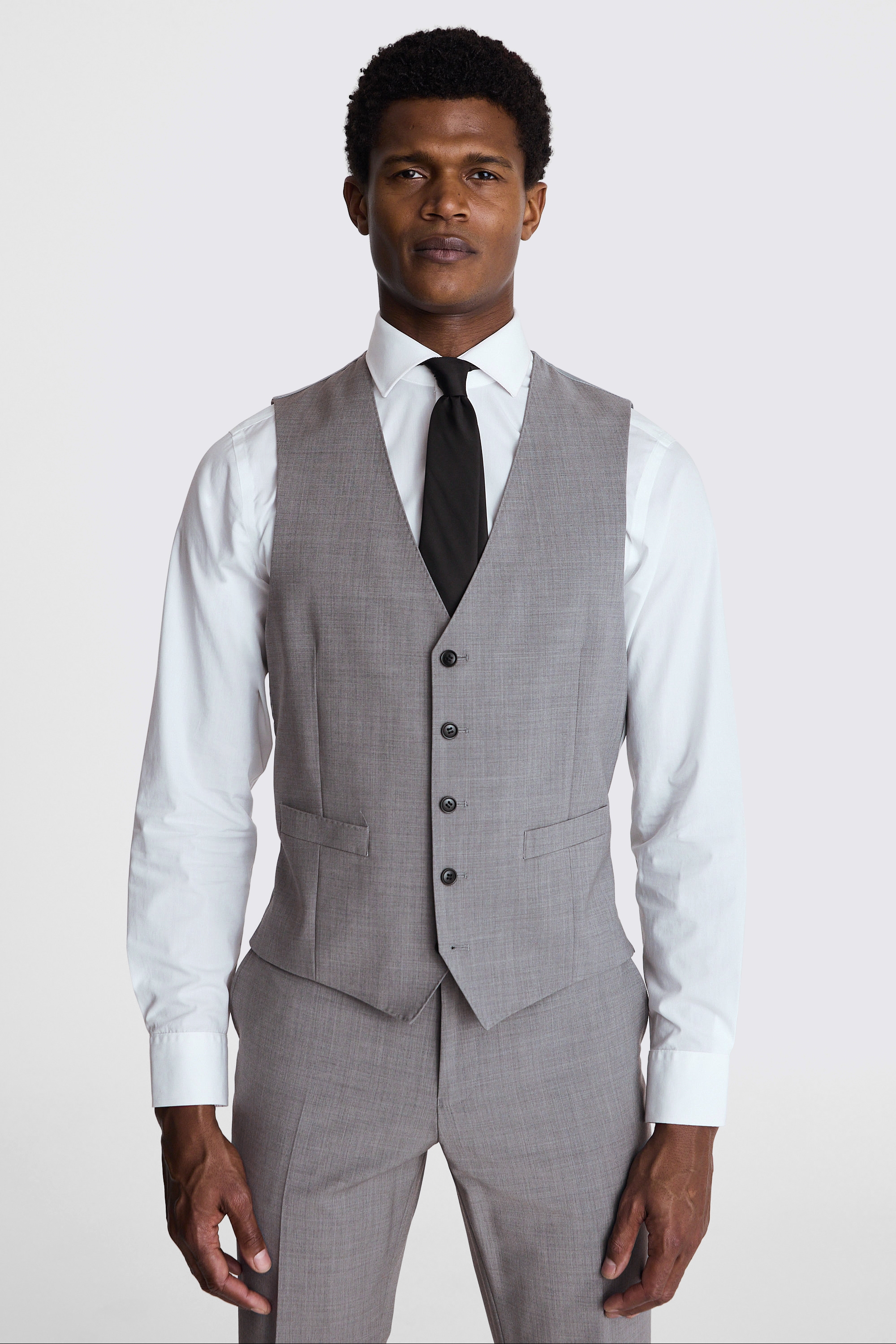Tailored Fit Light Grey Performance Waistcoat | Buy Online at Moss
