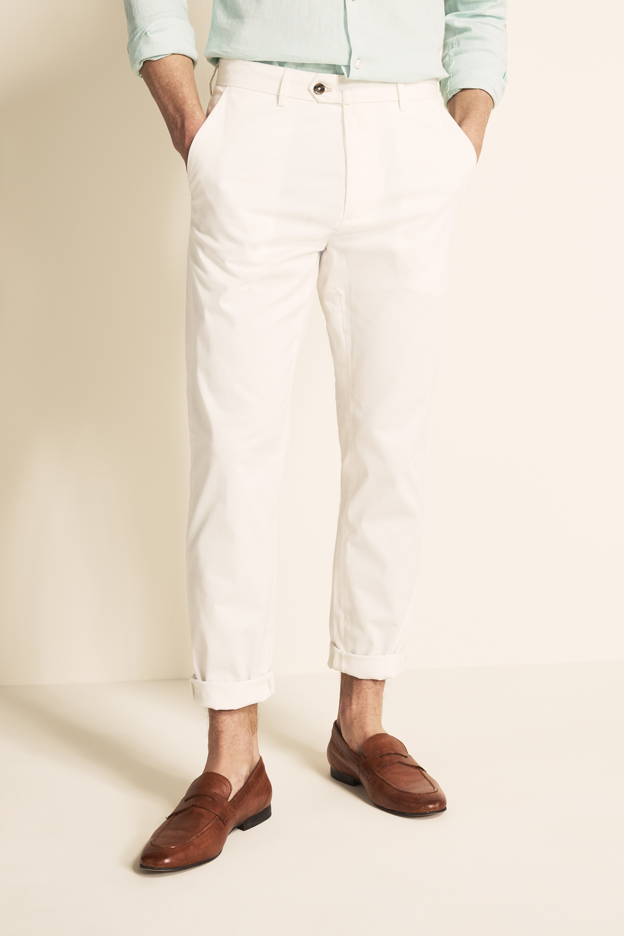 Tailored Fit White Eco Stretch Chino | Buy Online at Moss