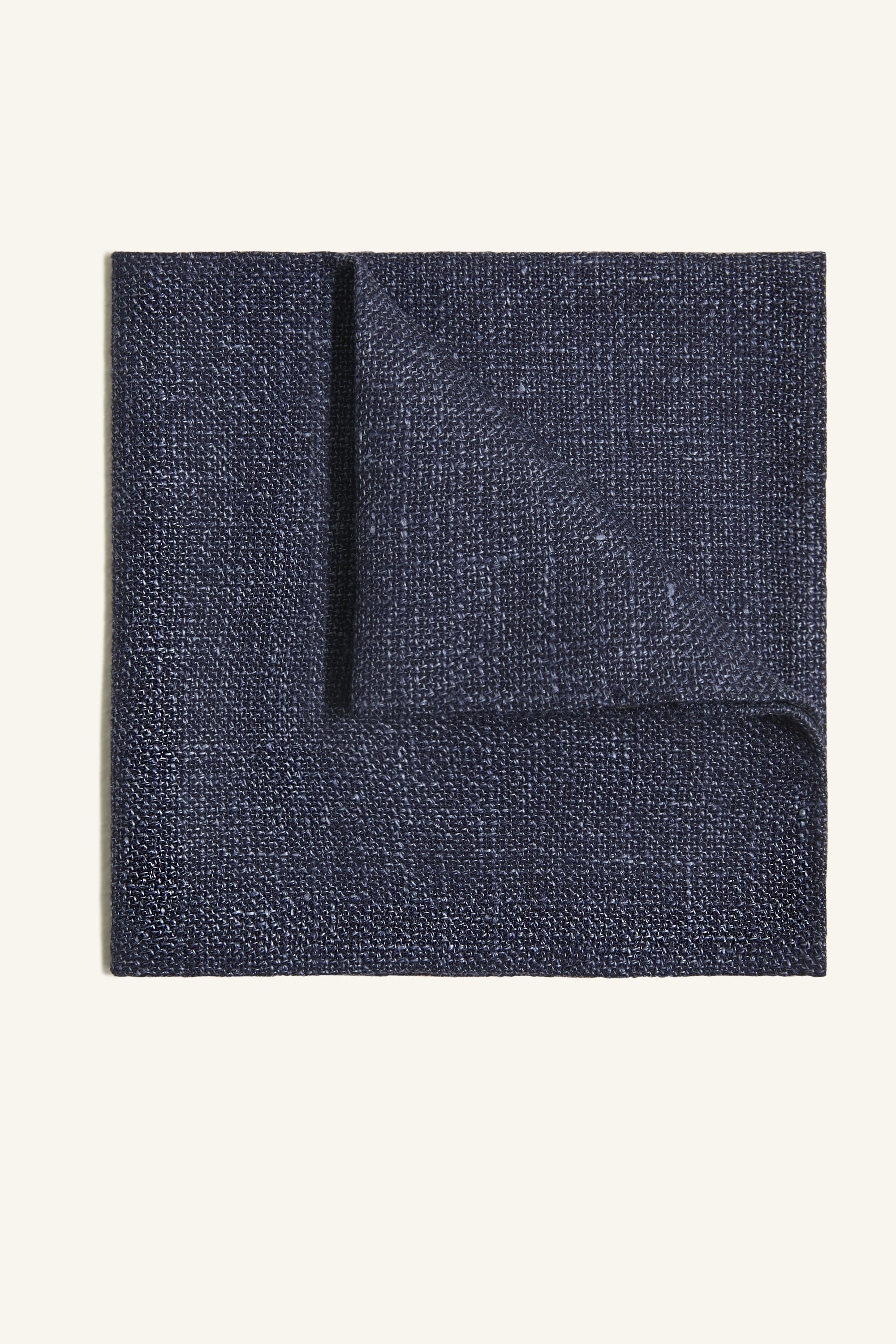 Vitale Barberis Canonico Navy Italian Wool Linen Textured Pocket Square