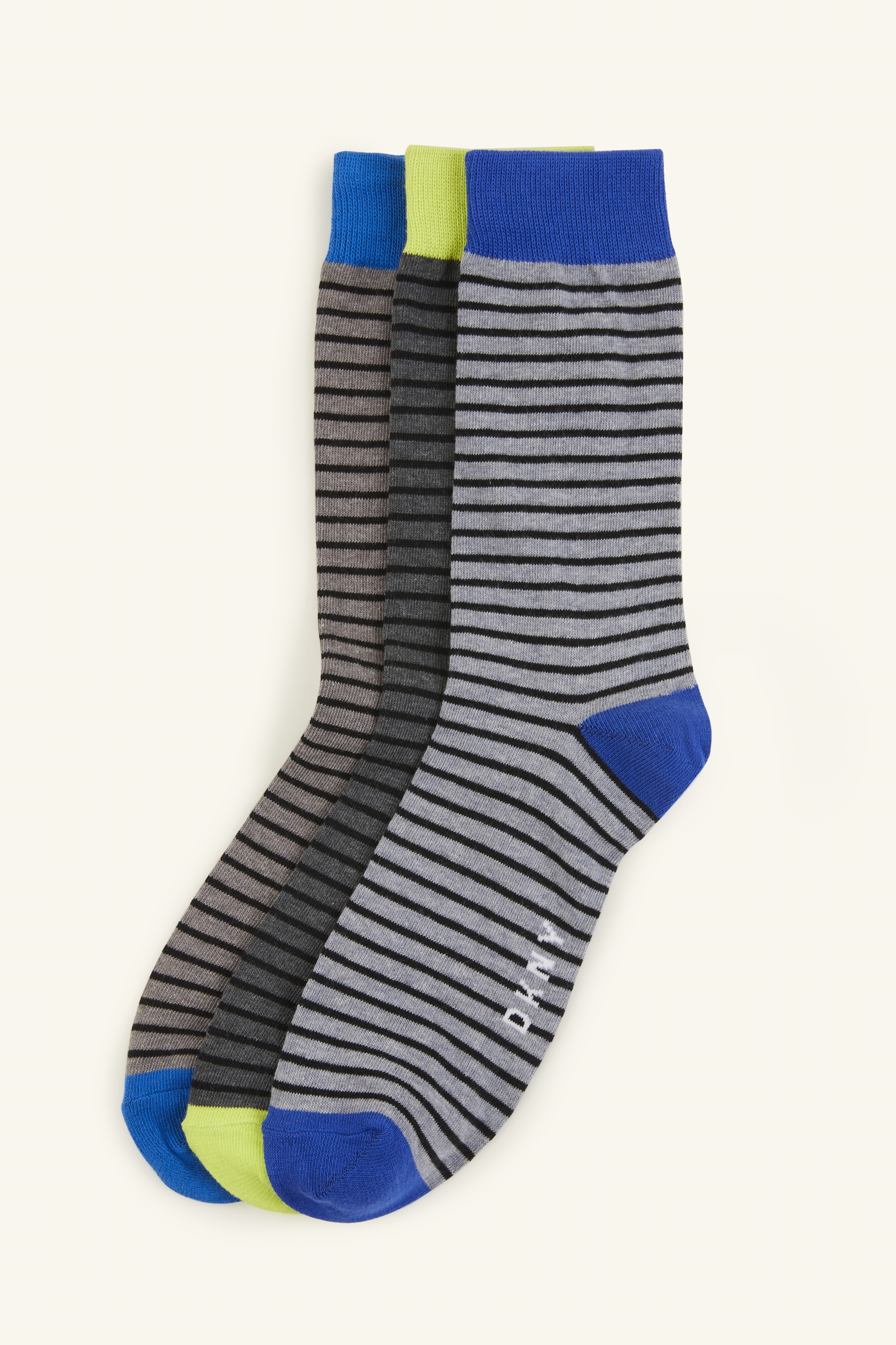 DKNY Kansas French Blue & Lime Stripe 3Pack Socks