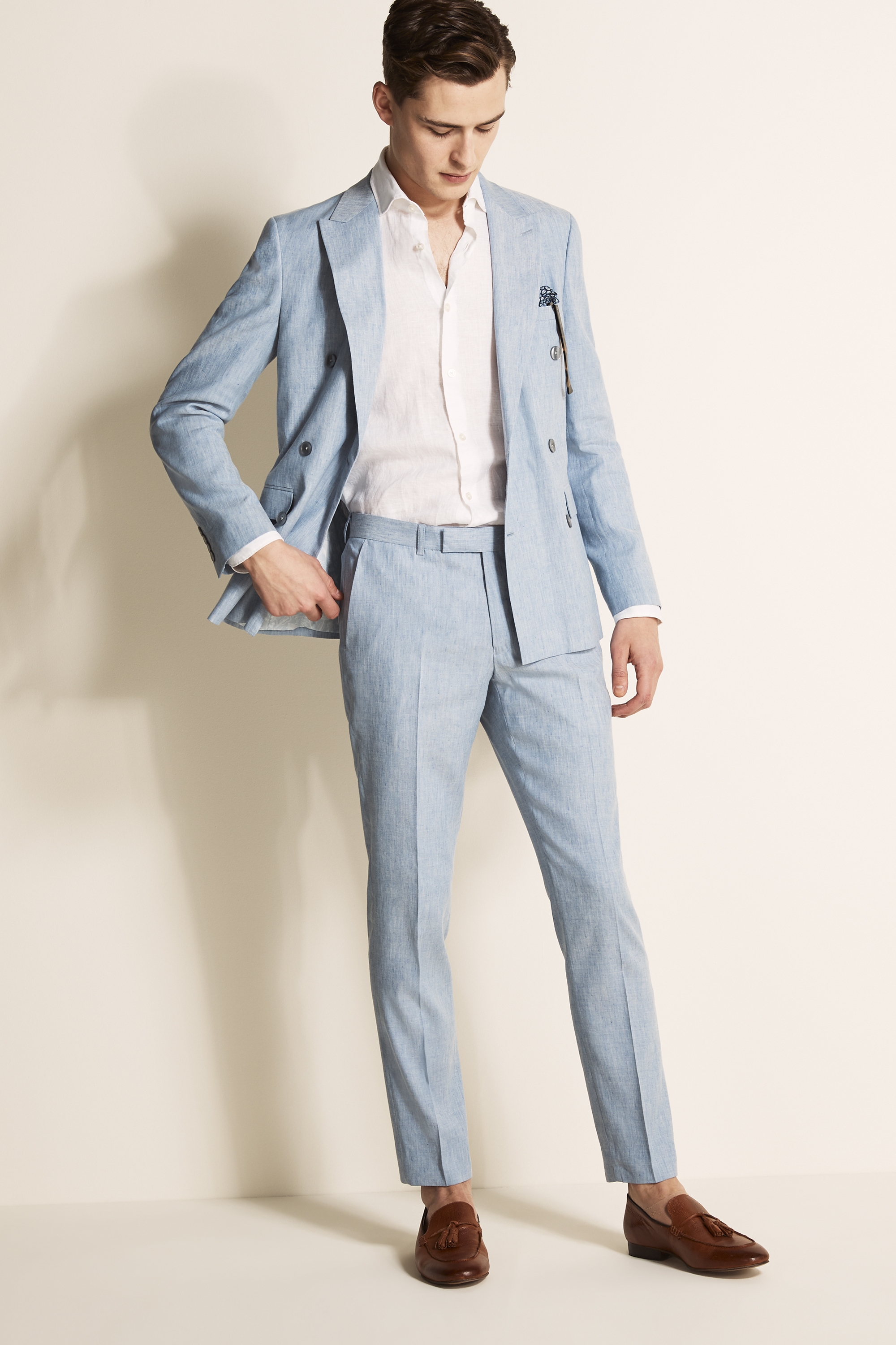 slim fit light blue blazer