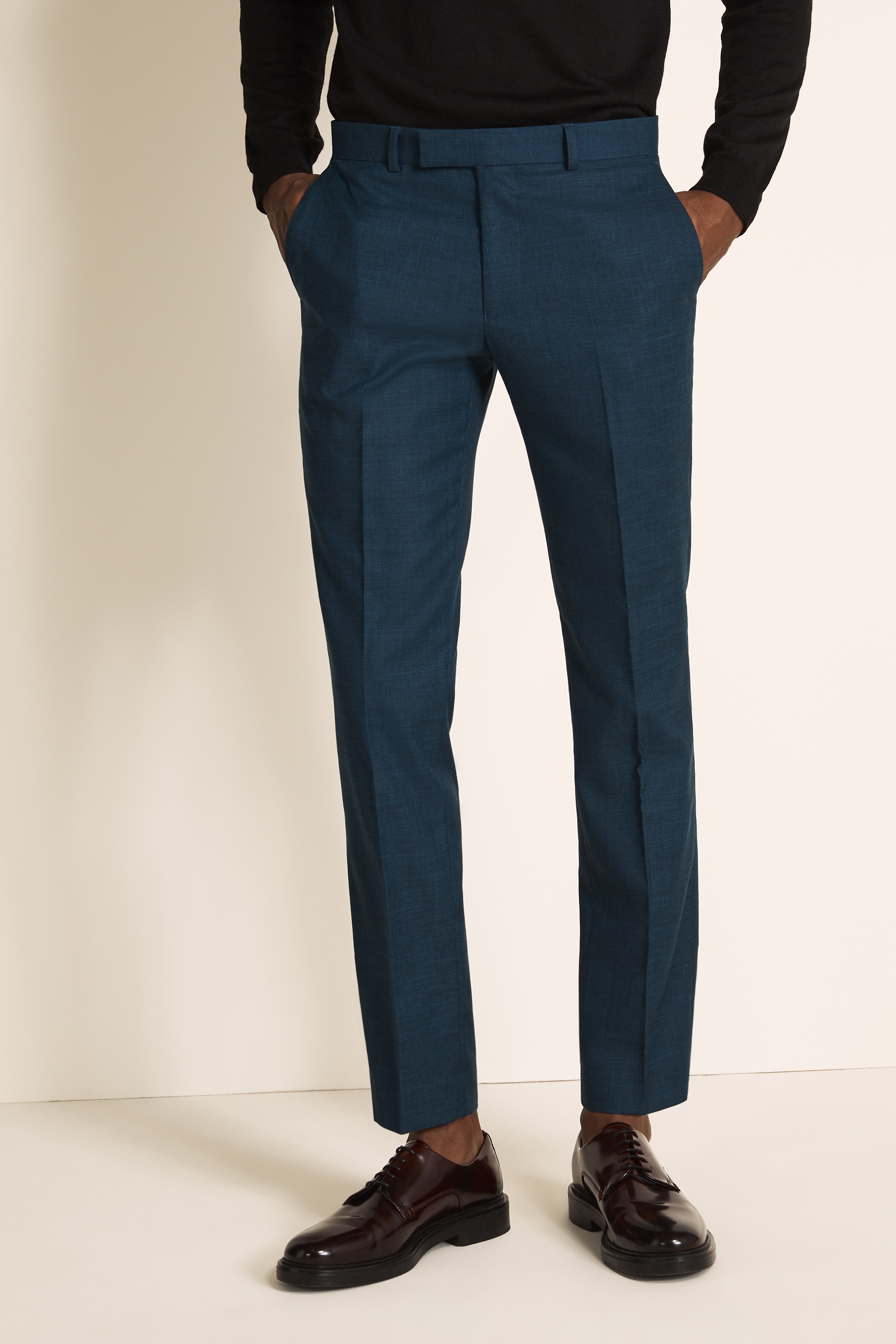 Buy Teal Mid Rise Suit Set Trousers for Men