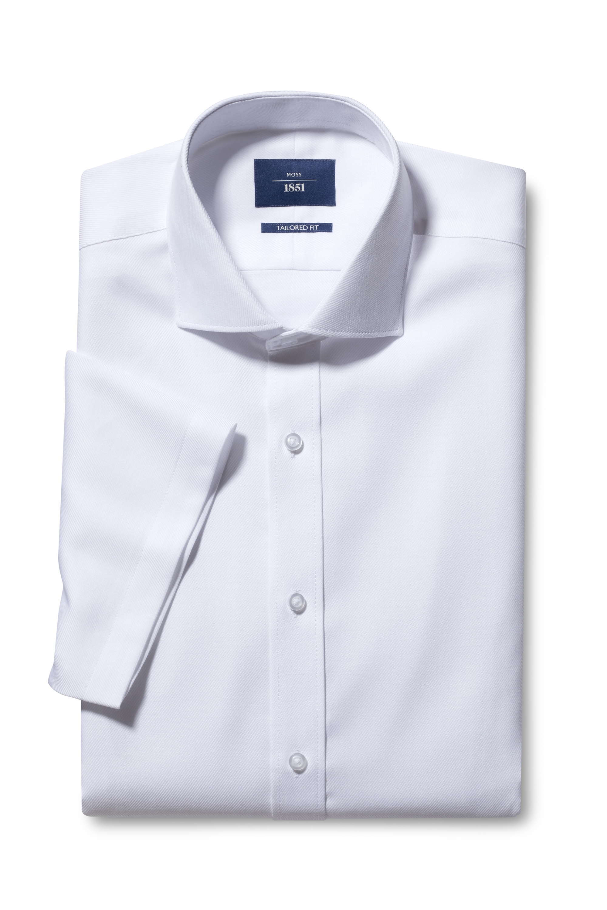 Tailored Fit White Twill Short Sleeve Non Iron Shirt