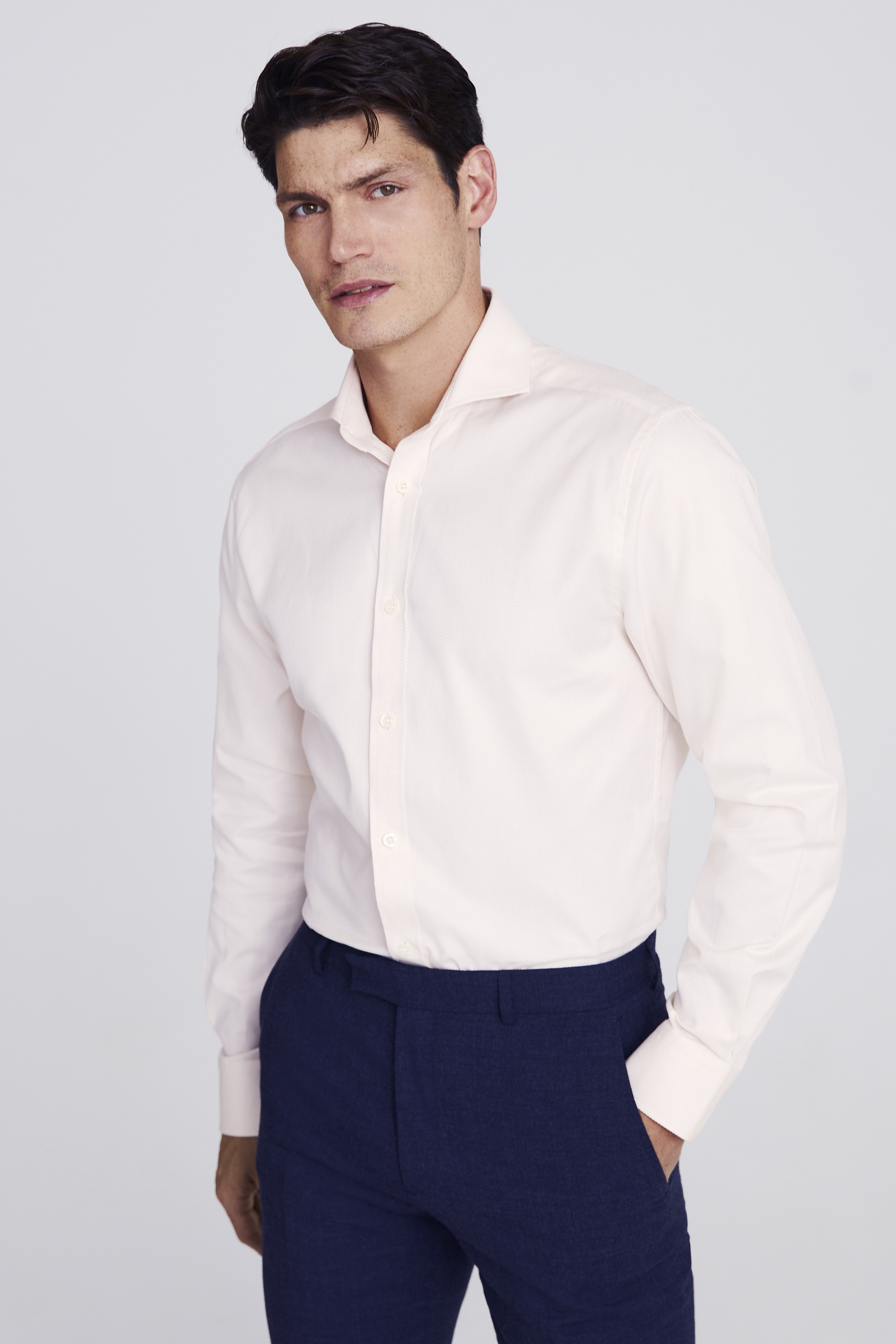 Tailored Fit Off White Dobby Shirt | Buy Online at Moss