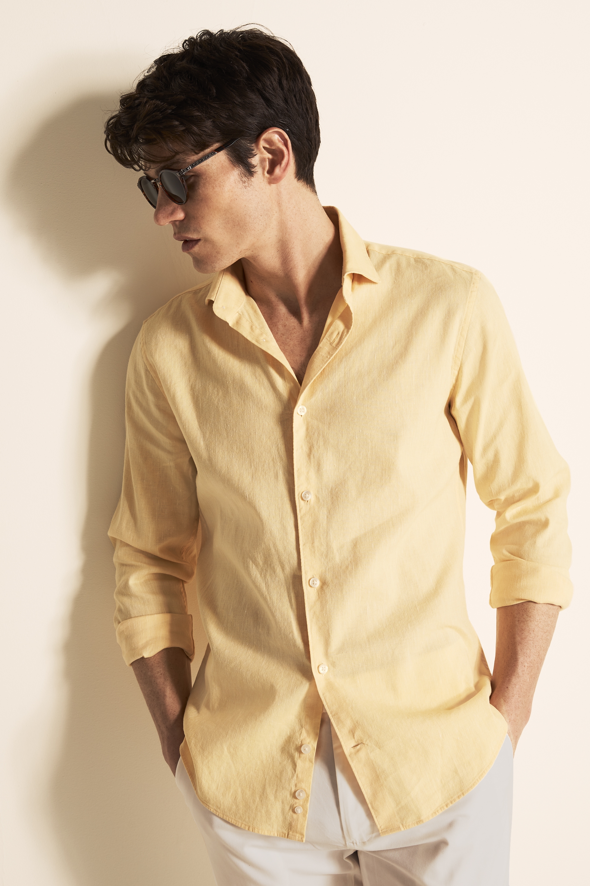Light yellow linen shirt Clearance
