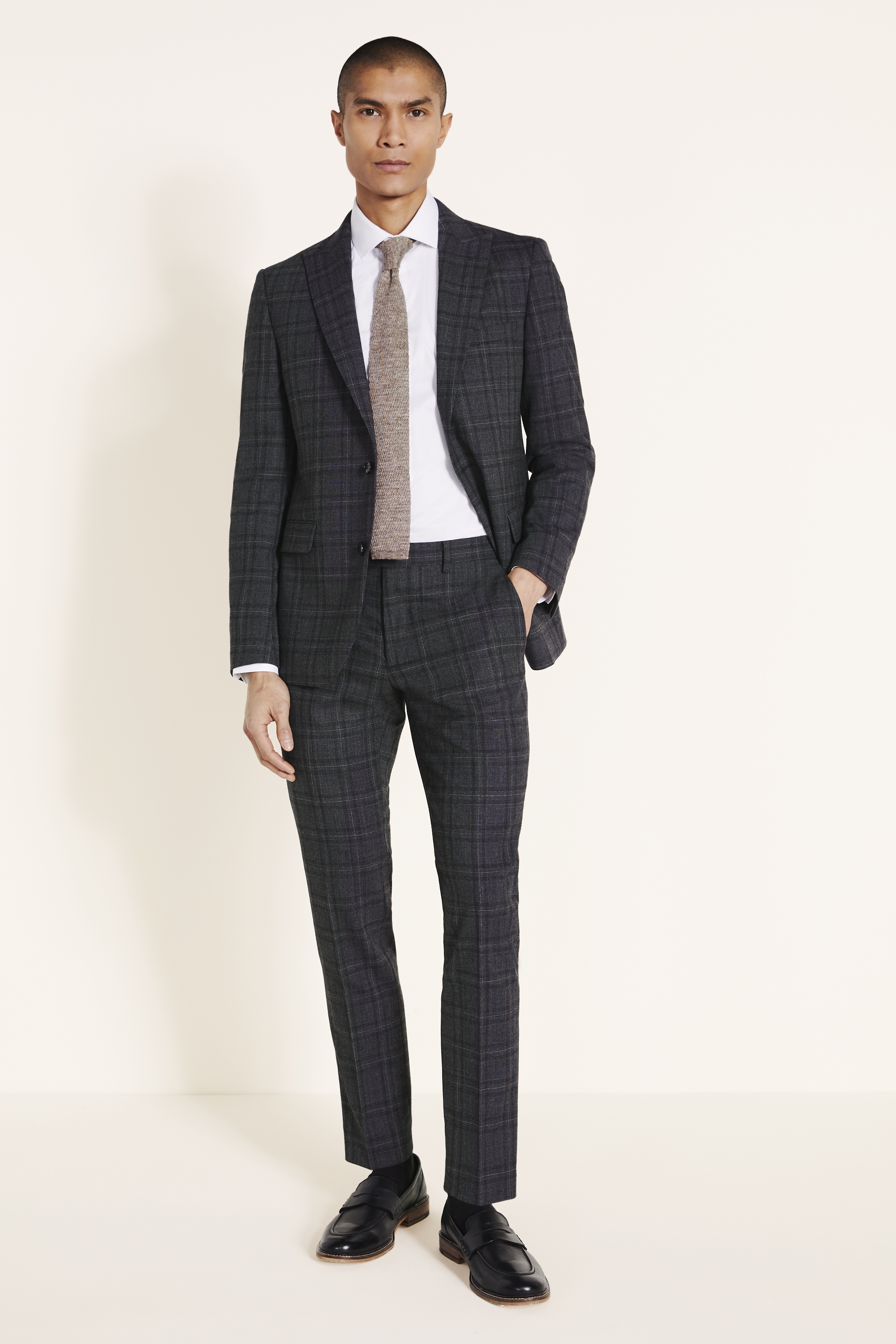 DKNY Slim Fit Charcoal Check Jacket | Buy Online at Moss