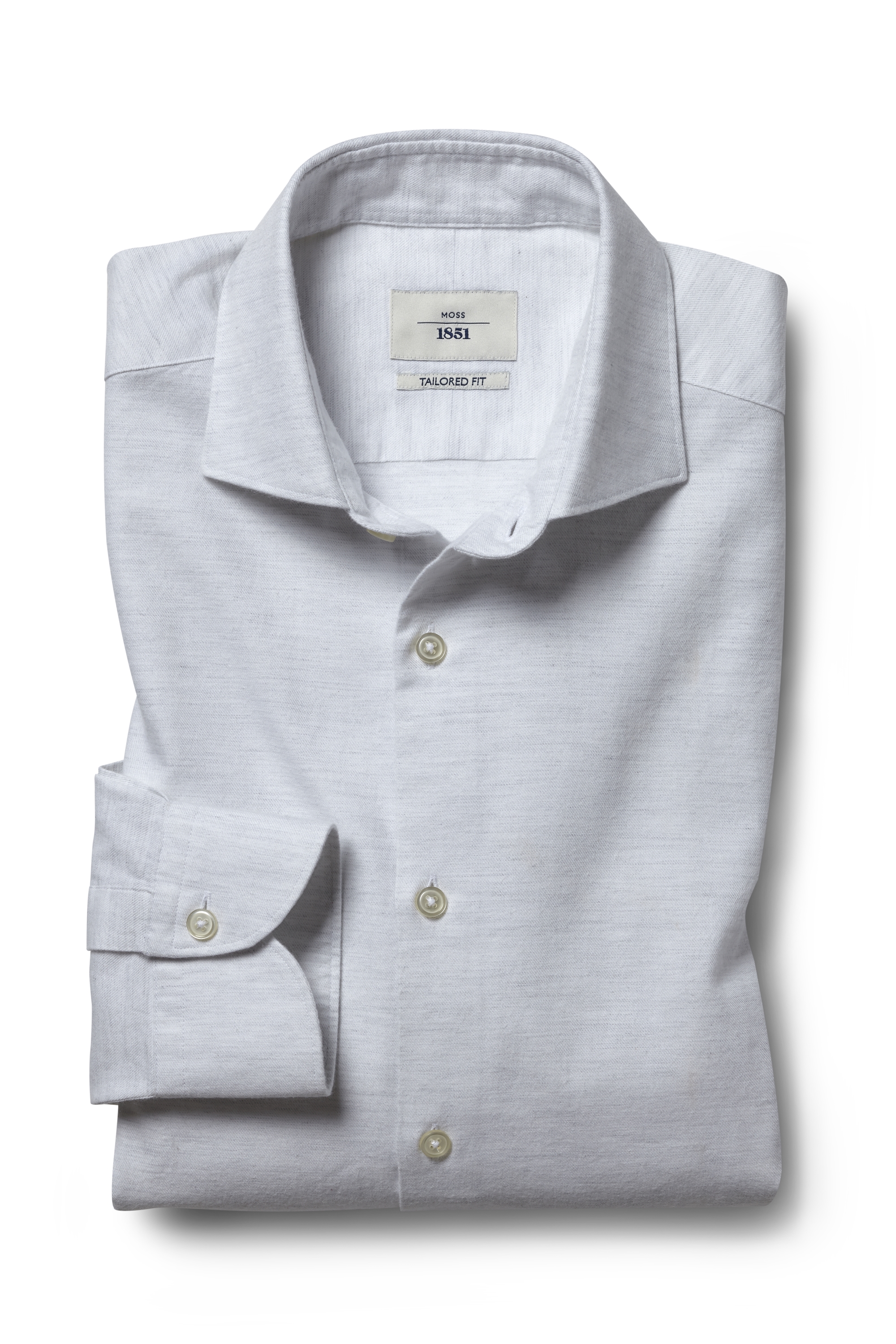 Tailored Fit Grey Brushed Cotton Shirt