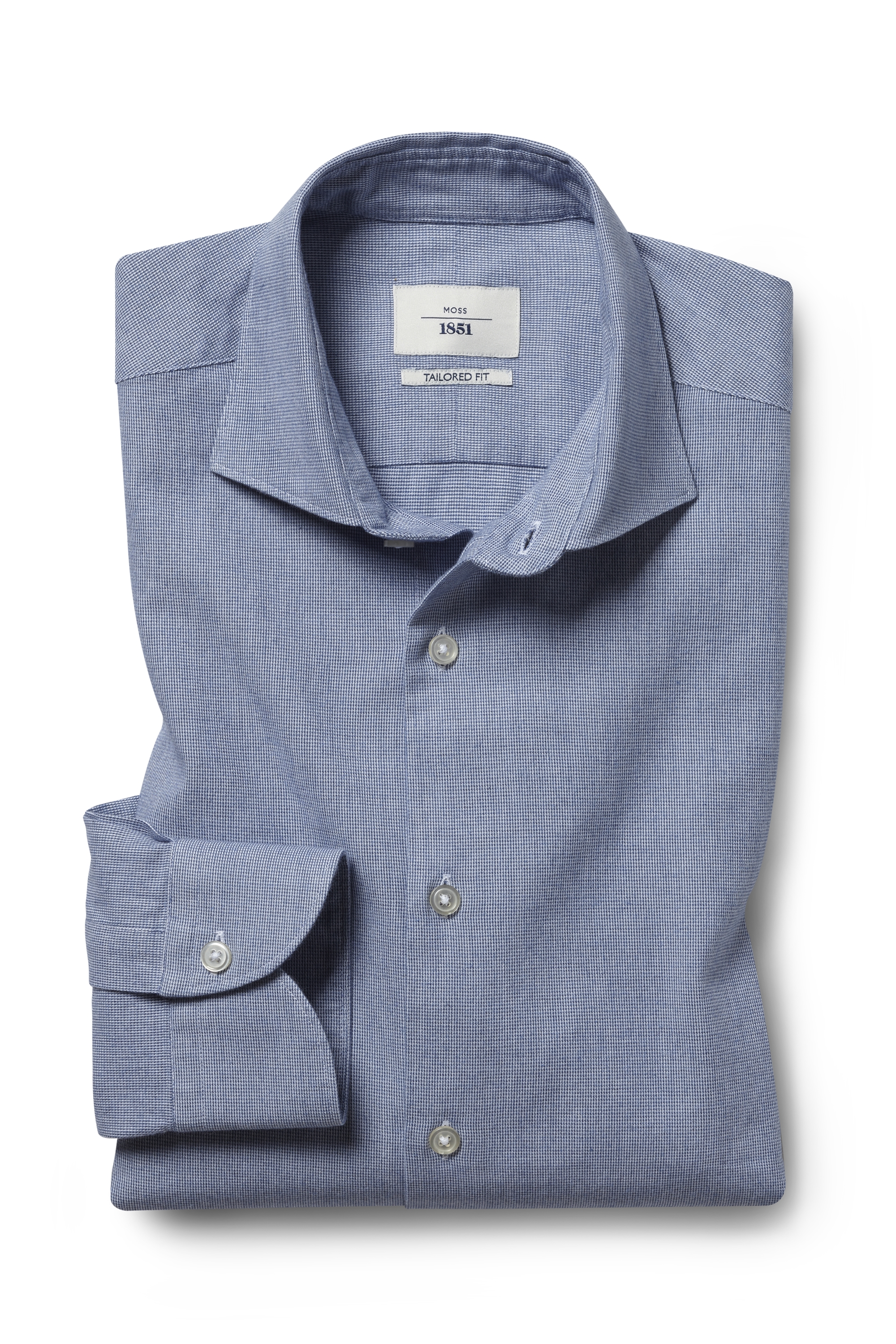 Tailored Fit Blue Brushed Puppytooth Shirt