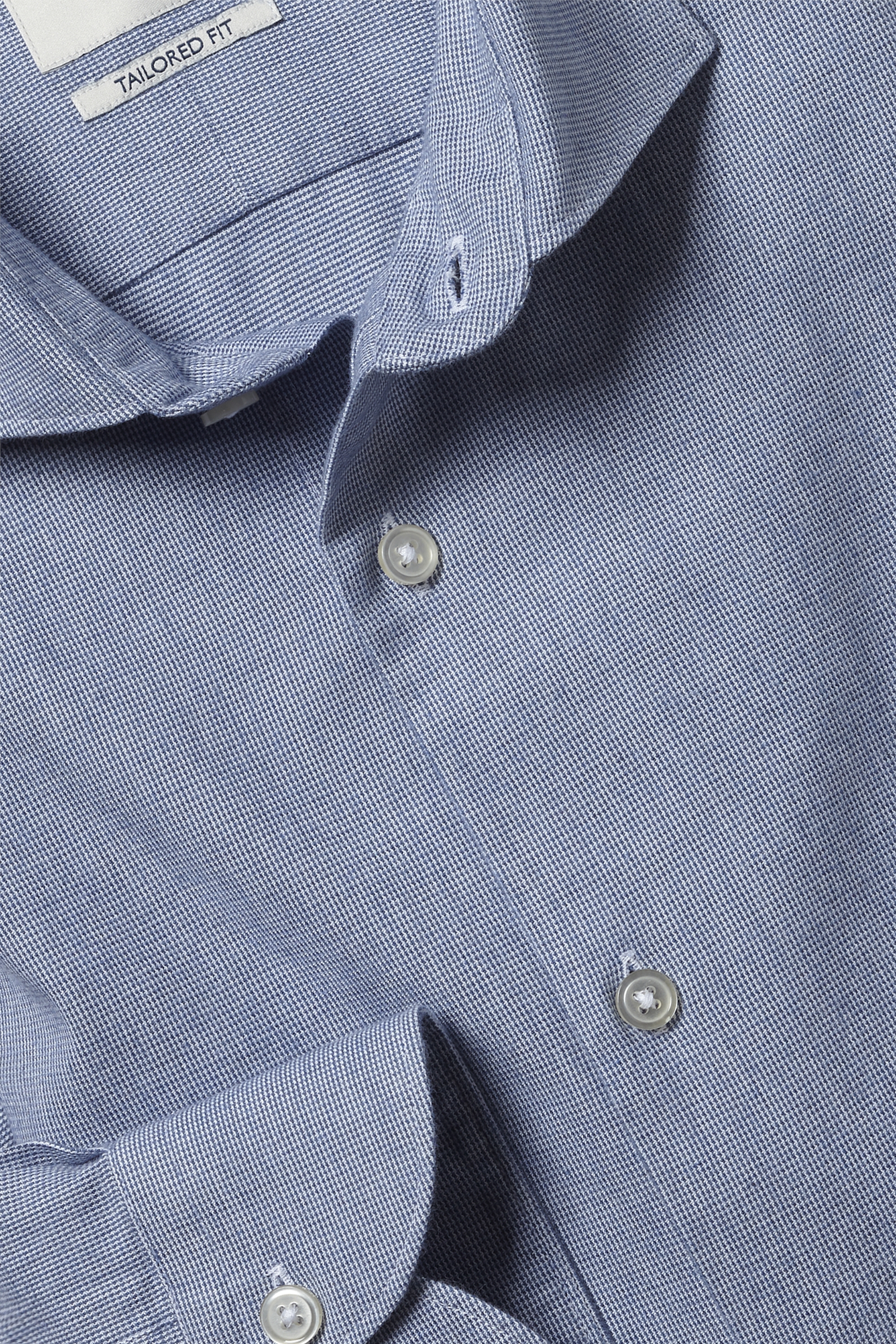 Tailored Fit Blue Brushed Puppytooth Shirt