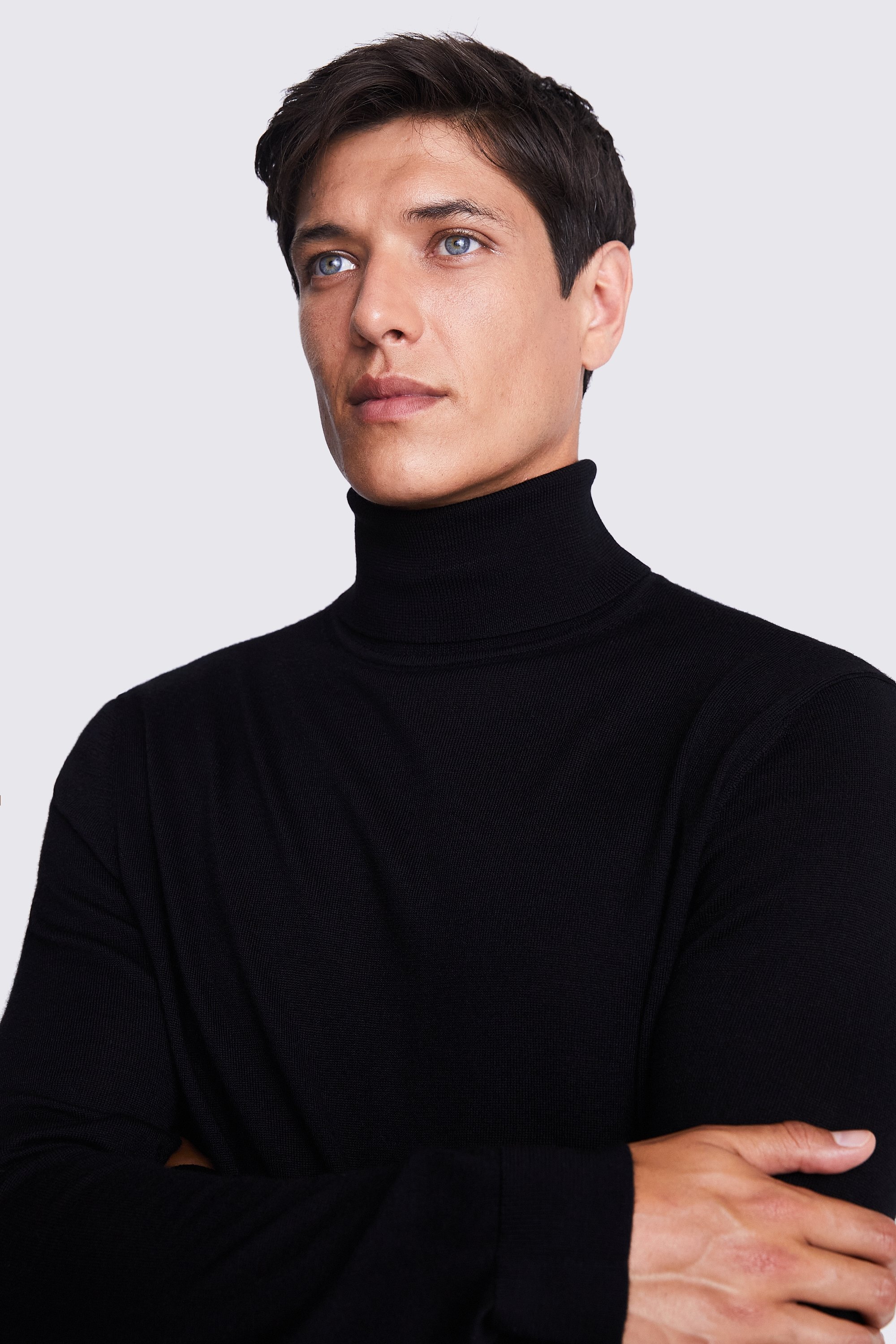 Mens black roll outlet neck jumper uk