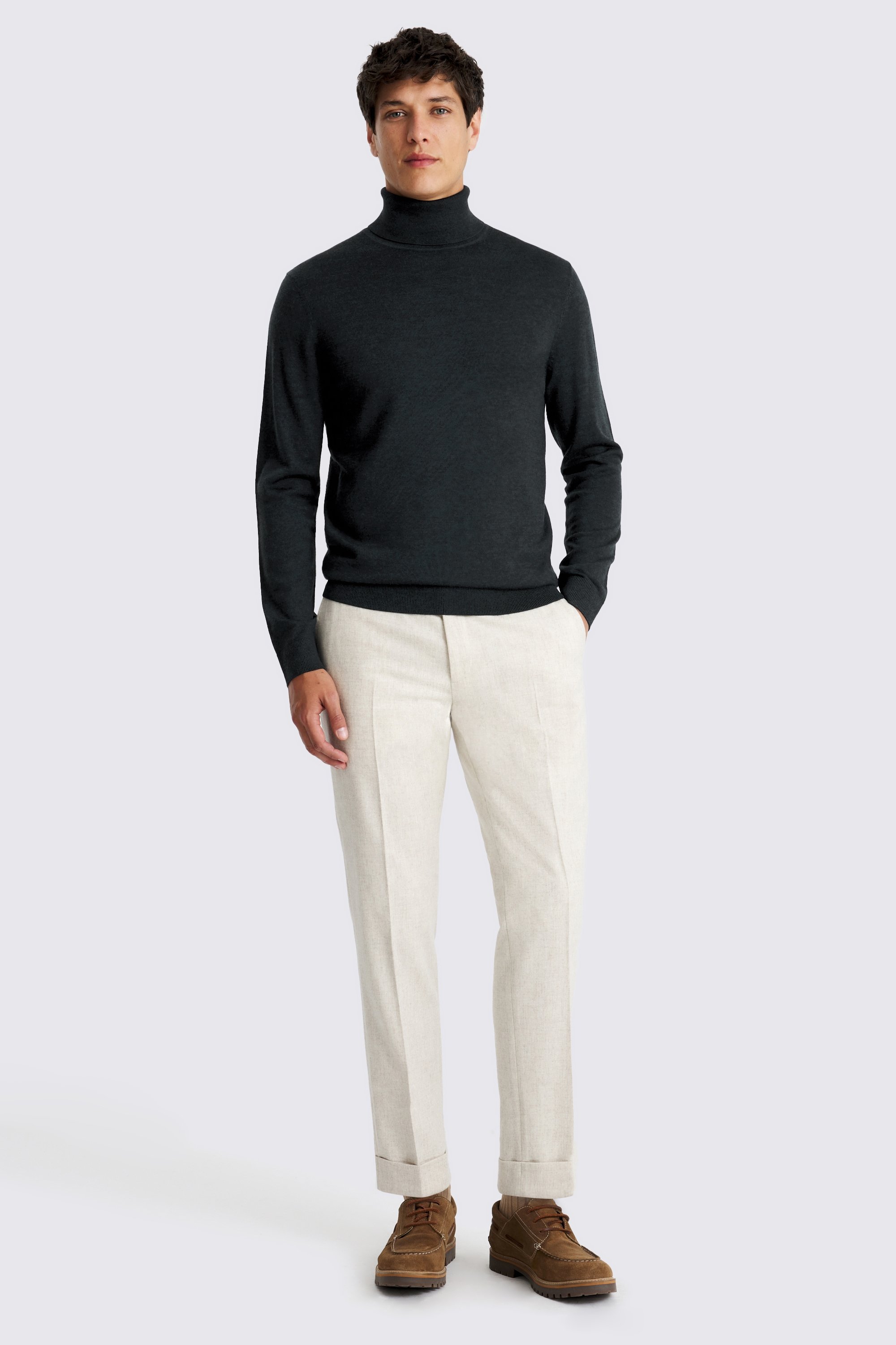 Dark Teal Merino Roll-Neck Jumper