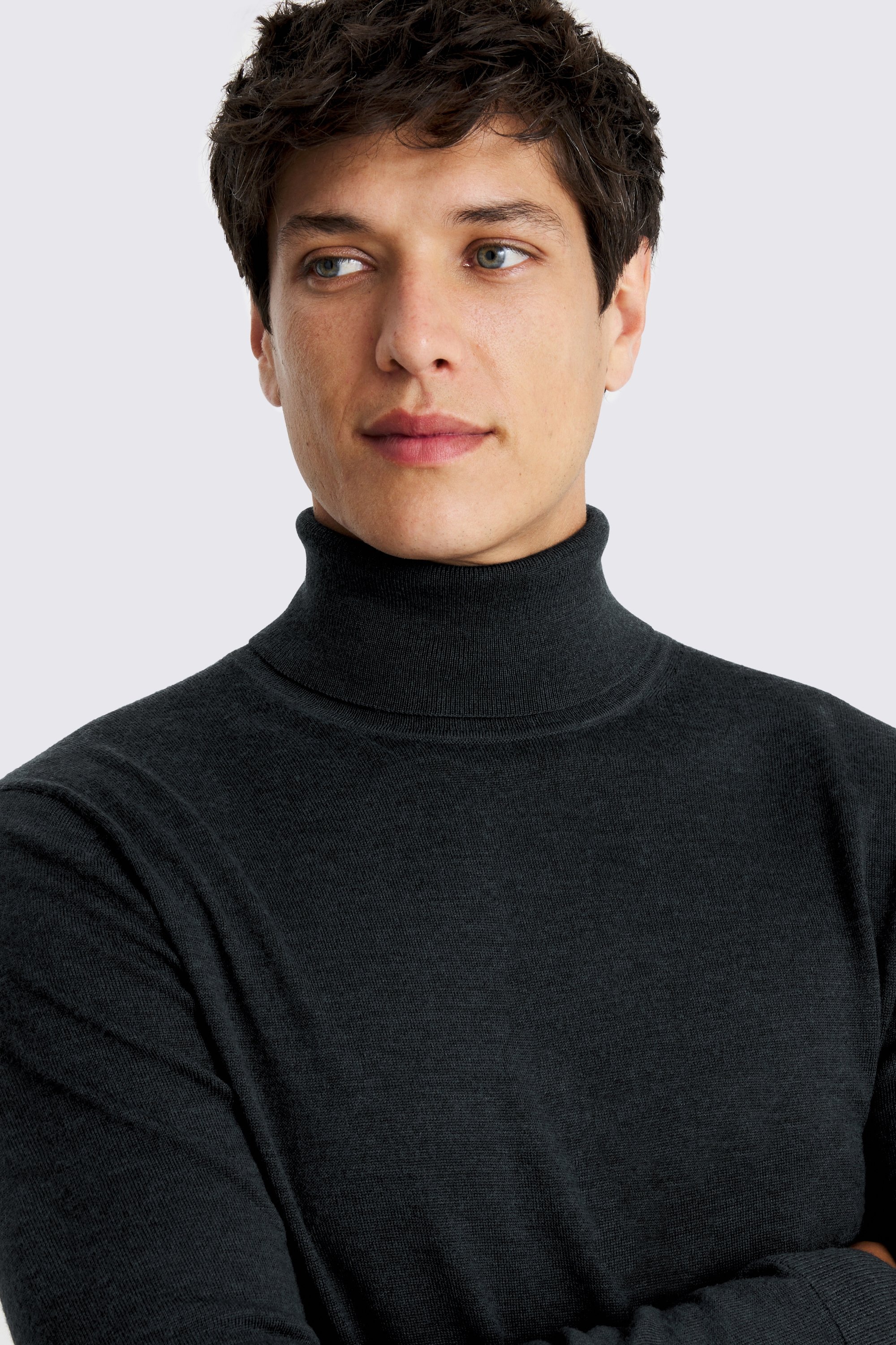Dark Teal Merino Roll-Neck Jumper