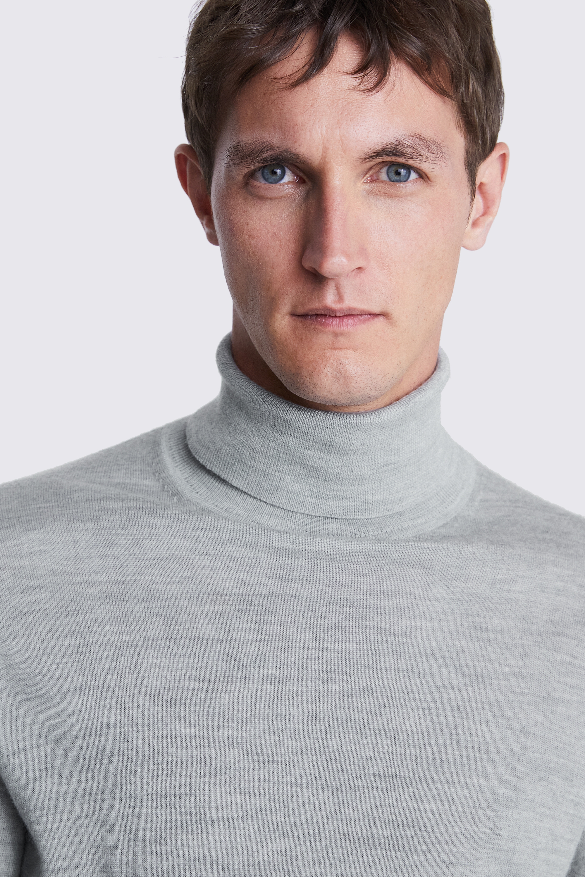 Light Grey Merino Roll-Neck Jumper