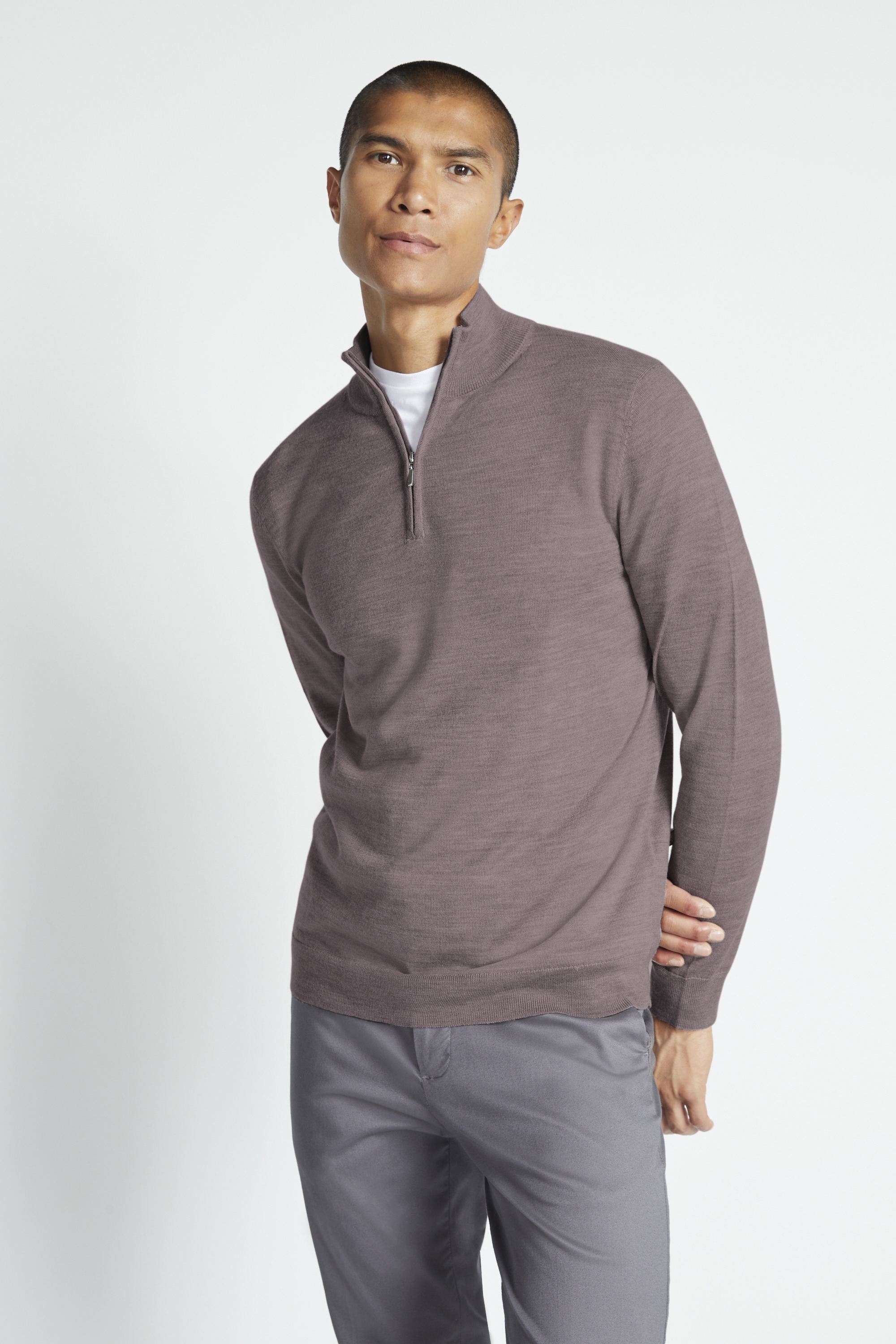 Iced Coffee Merino Zip-Neck Jumper | Buy Online at Moss