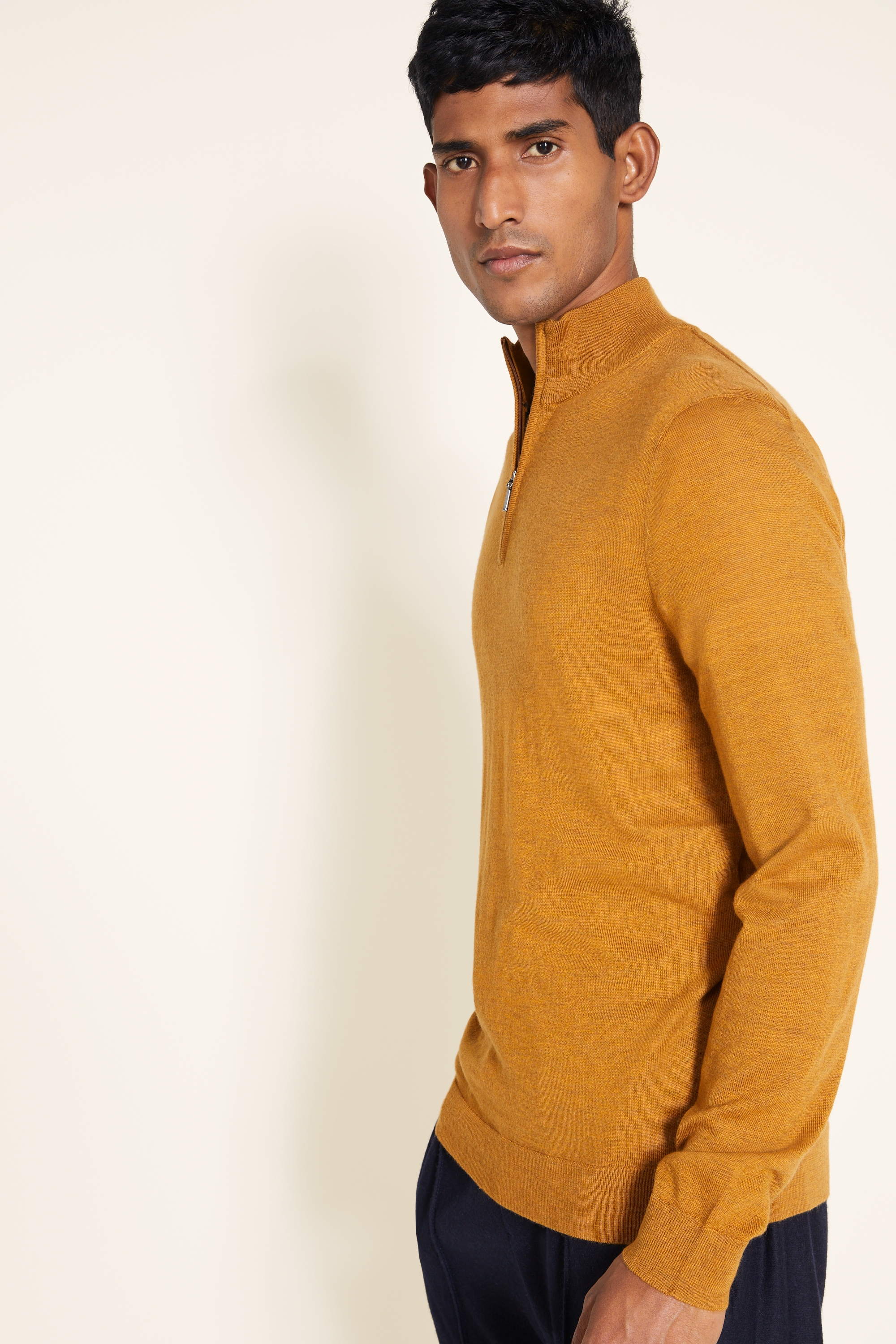 Mustard Merino ZipNeck Jumper
