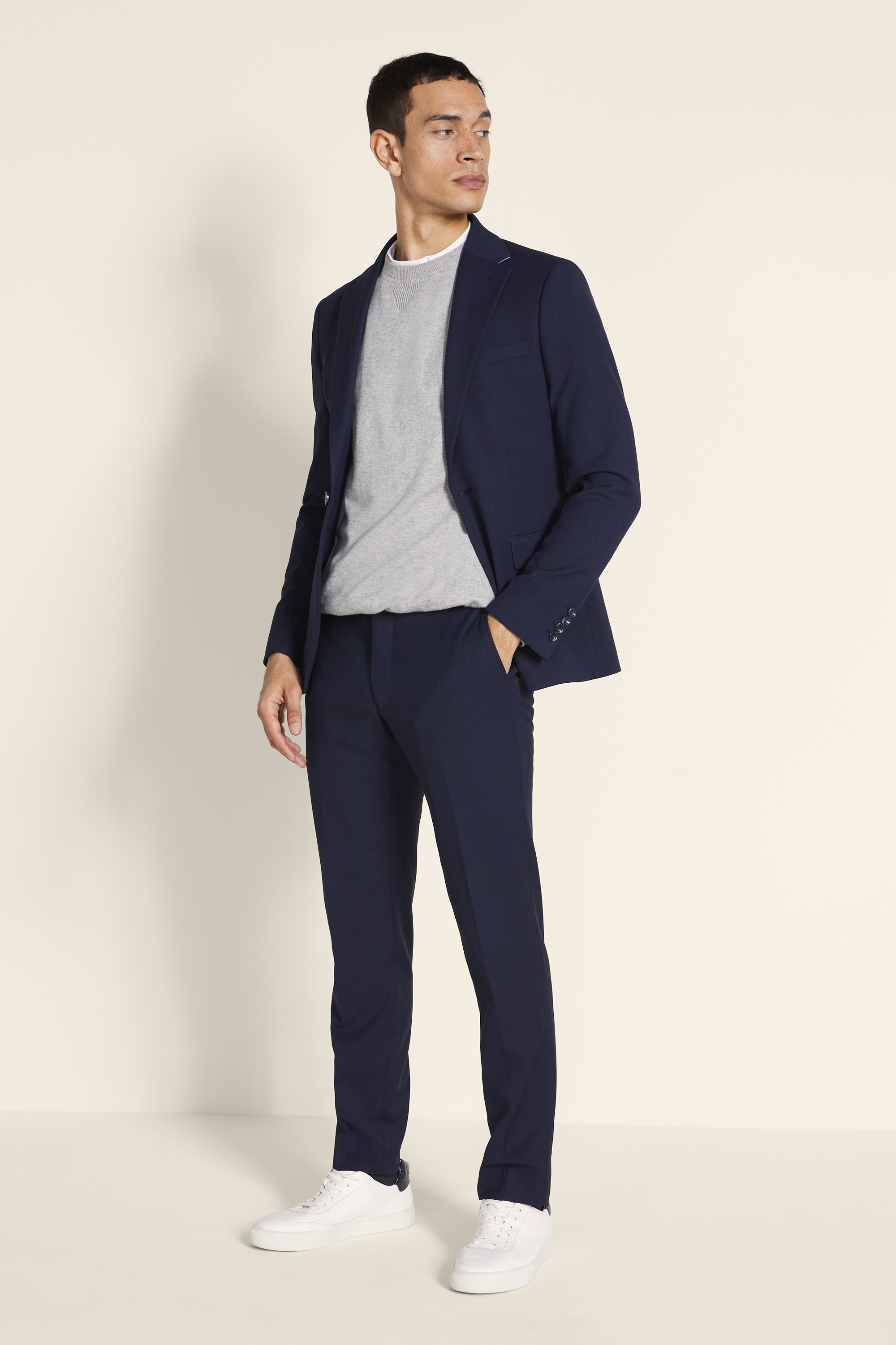 Slim Fit Navy Pindot Jacket