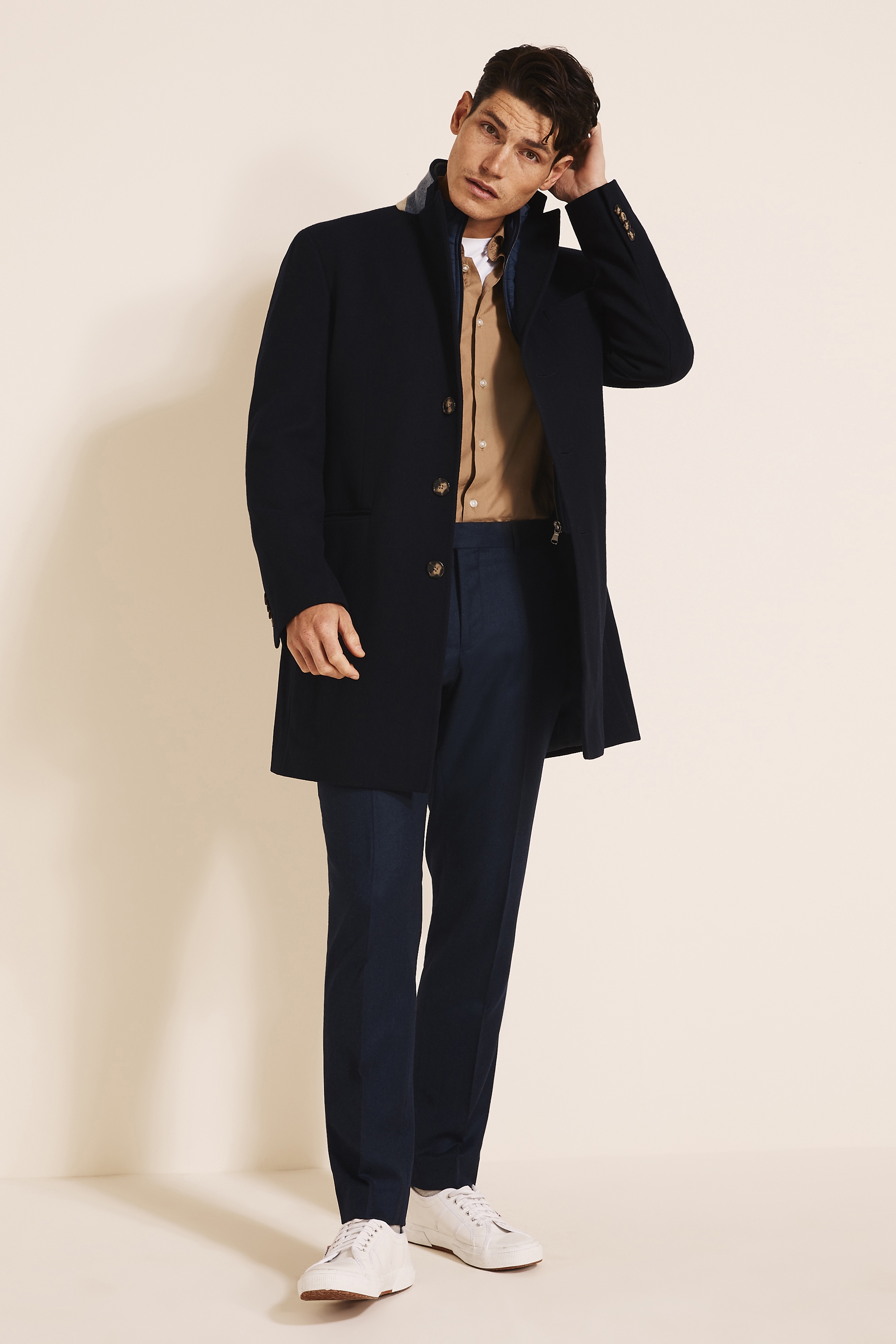 Tailored Fit Navy Epsom Overcoat | Buy Online at Moss