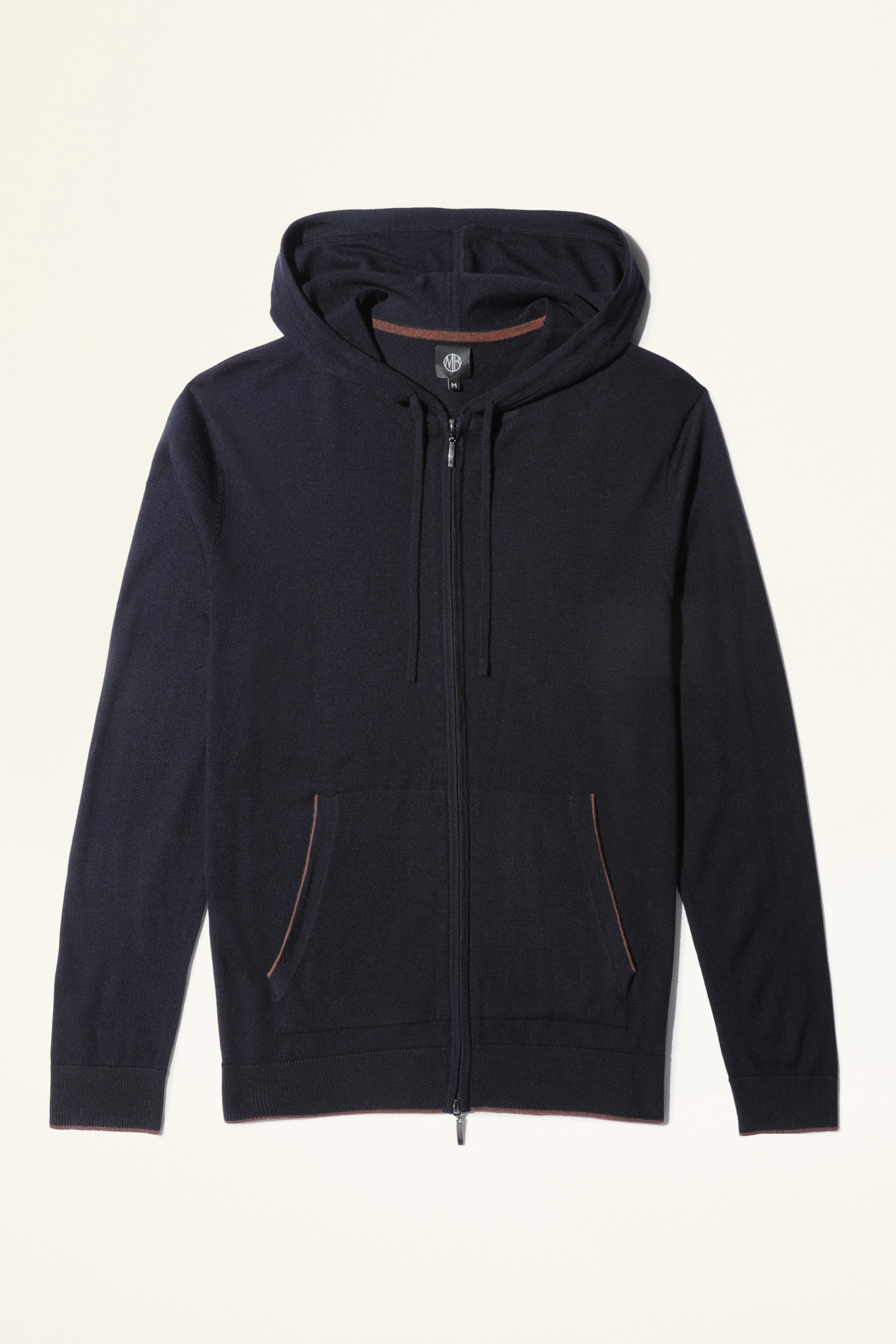 Navy & Rust Merino Knitted Hoodie