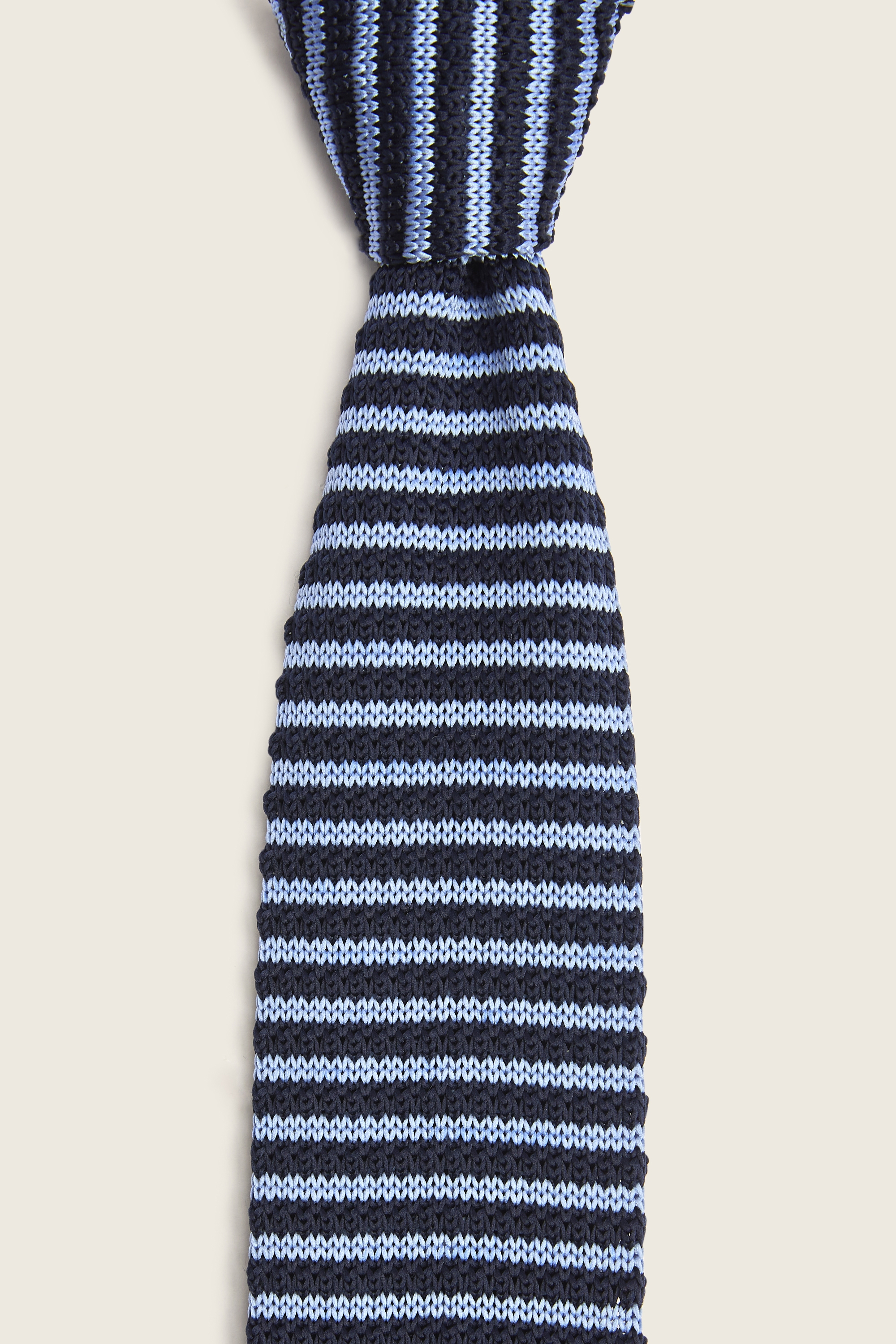 Navy with Blue Stripe Knitted Tie