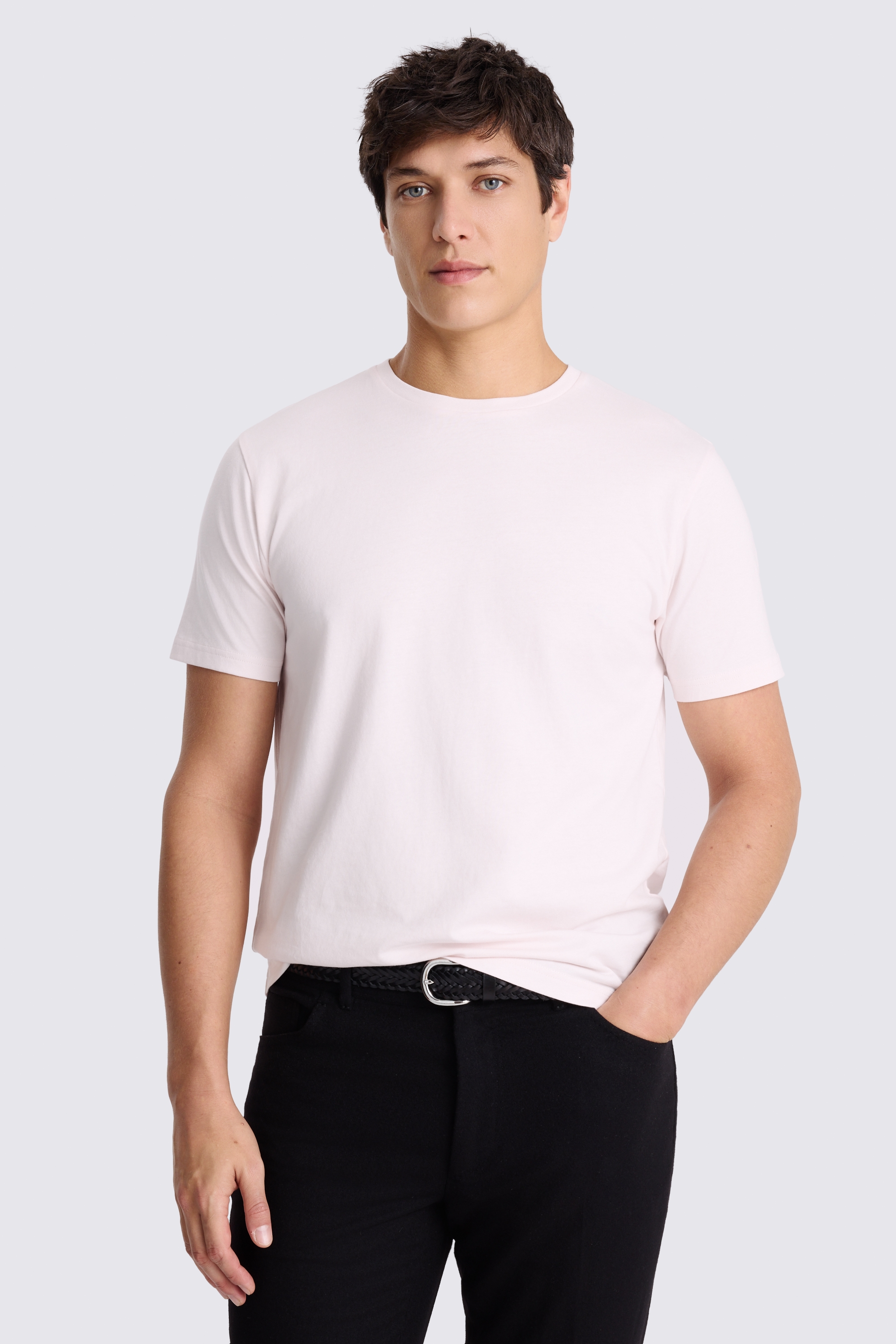 Light Pink Cotton Crew-Neck T-Shirt